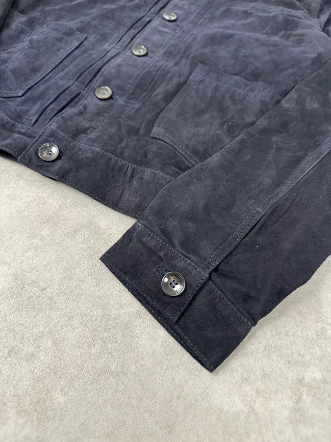 Vintage SS2022 Officine Generale Navy Suede Leather Buttoned Classy Jacket Size US L / EU 52-54 / 3 - 6 Thumbnail