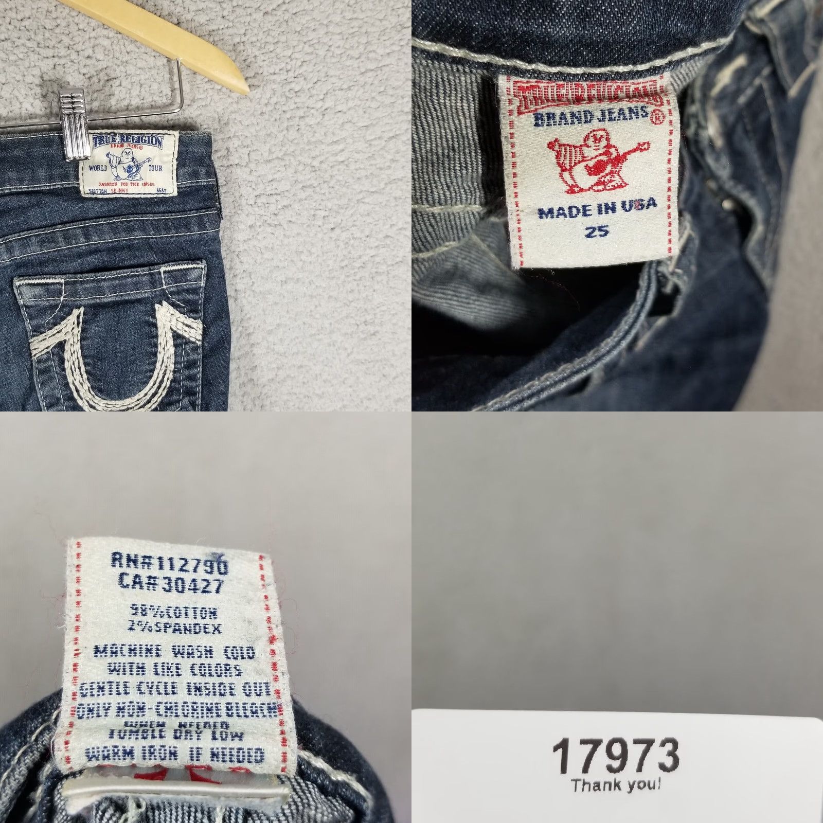 True Religion VINTAGE True Religion Women’s Skinny Jeans Dark Blue Size 25 Low Waist Distressed Stretch Denim Size 42" / US 20 - 8 Thumbnail