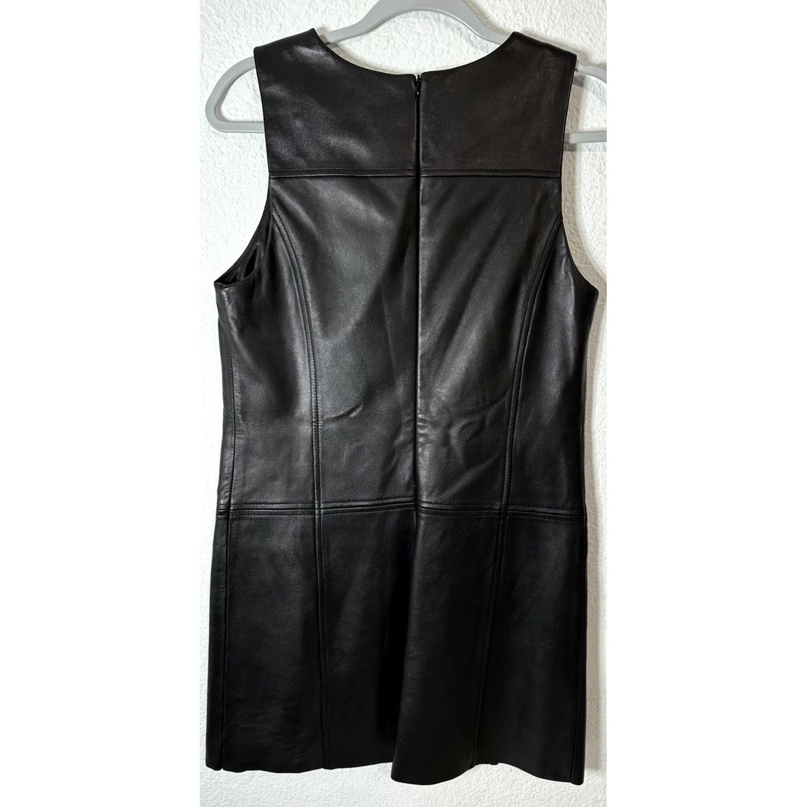 Vintage Gianni Bini Shirt Womens XS Black Leather Dress Sleeveless Sheath Party Cocktail Size S Size S / US 4 / IT 40 - 4 Thumbnail