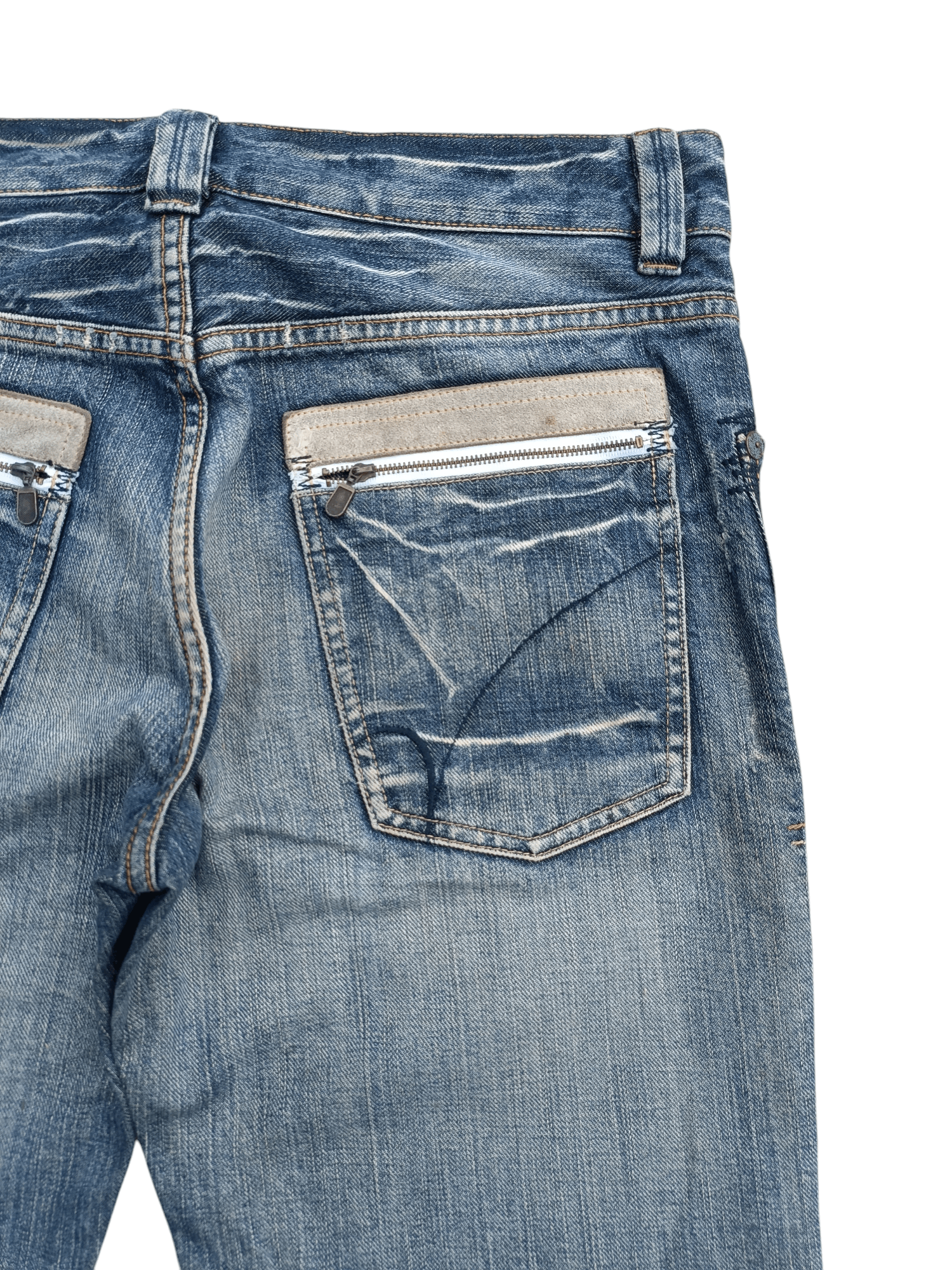 Japanese Brand × Vintage FYEE 💥 Back Number Distressed Whiskers Faded Denim Size US 34 / EU 50 - 12 Thumbnail