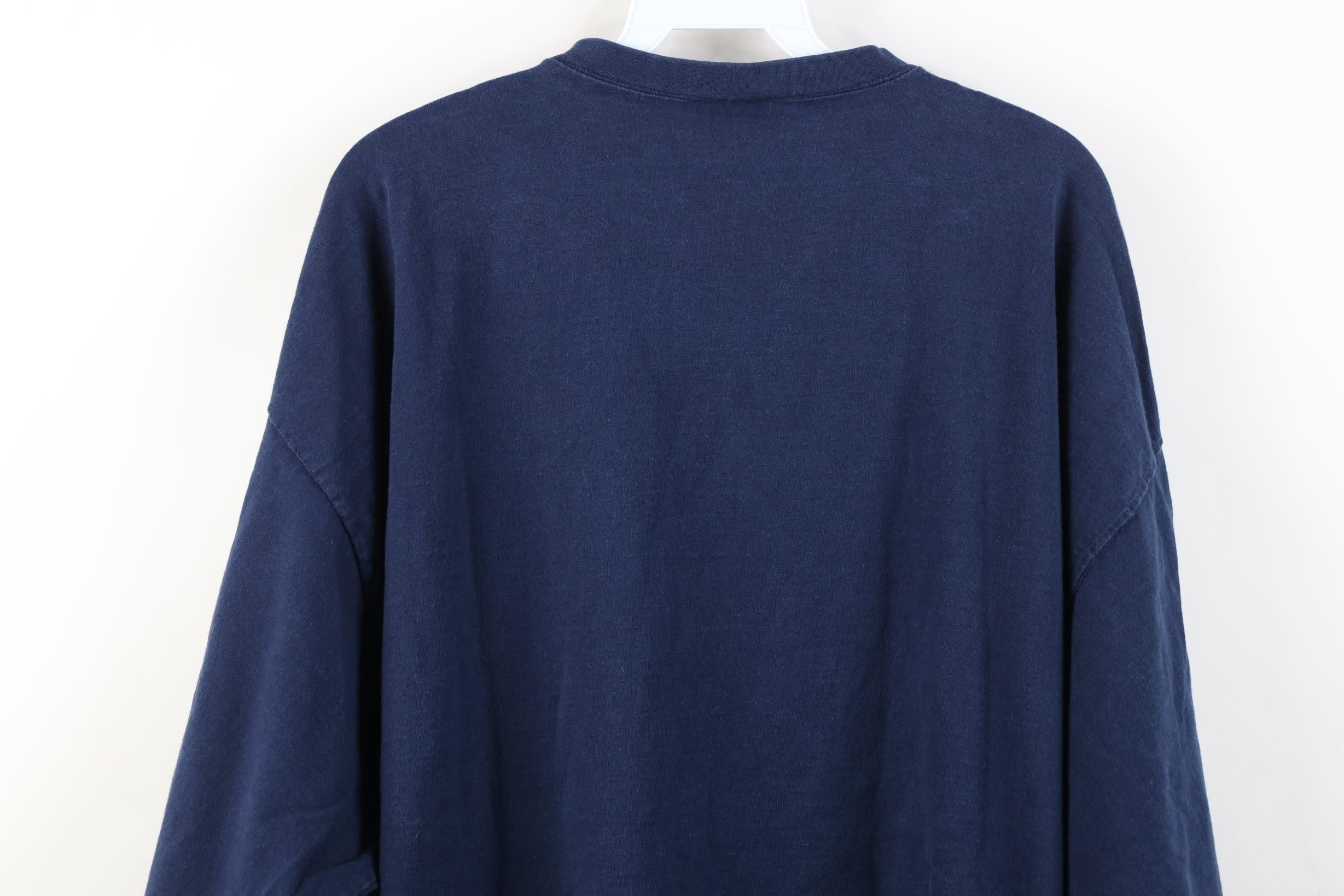 Vintage Vintage 90s Streetwear Heavyweight Cotton T-Shirt Blue USA Size US XXL / EU 58 / 5 - 10 Thumbnail
