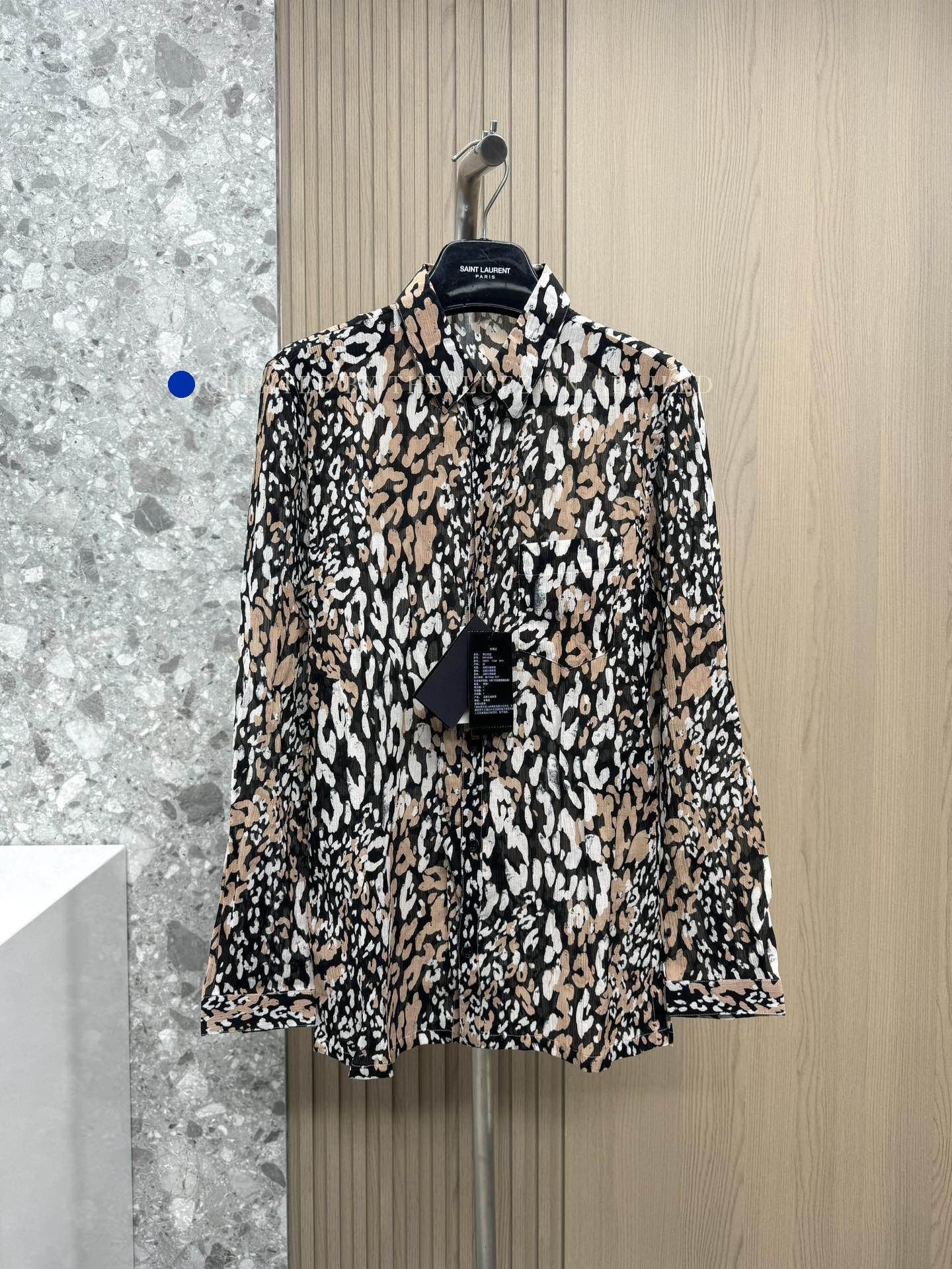 Saint Laurent Paris Multi Leopard Print Button-Up Shirt Size US S / EU 44-46 / 1 - 1 Thumbnail
