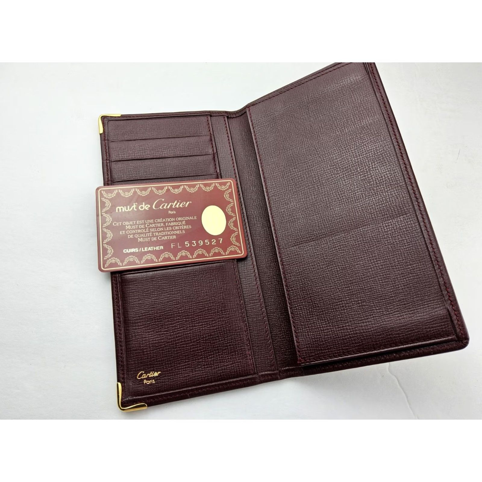 Cartier Cartier Wallet Folding Leather Paris Burgundy Full Size Long Wallet Women Size ONE SIZE - 4 Thumbnail