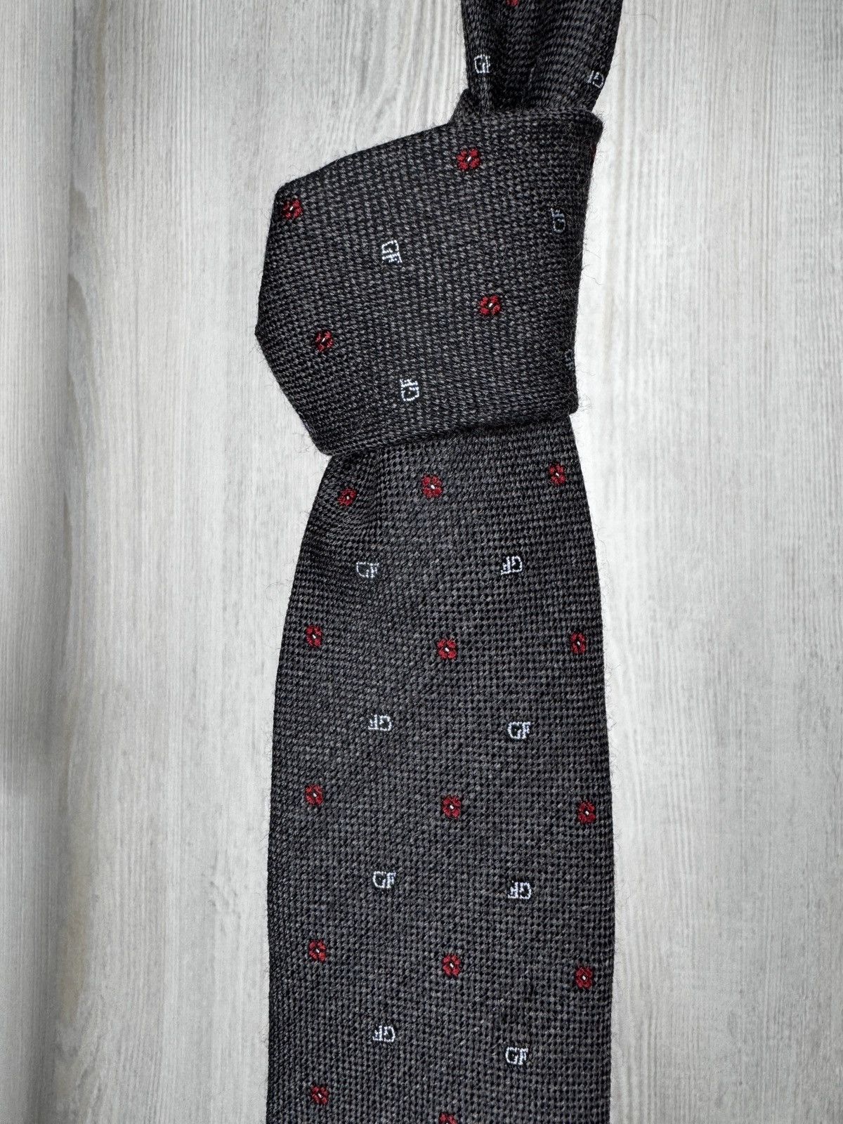 GF Ferre GF Ferre Gray Wool Silk monogram luxury tie Size ONE SIZE - 4 Thumbnail