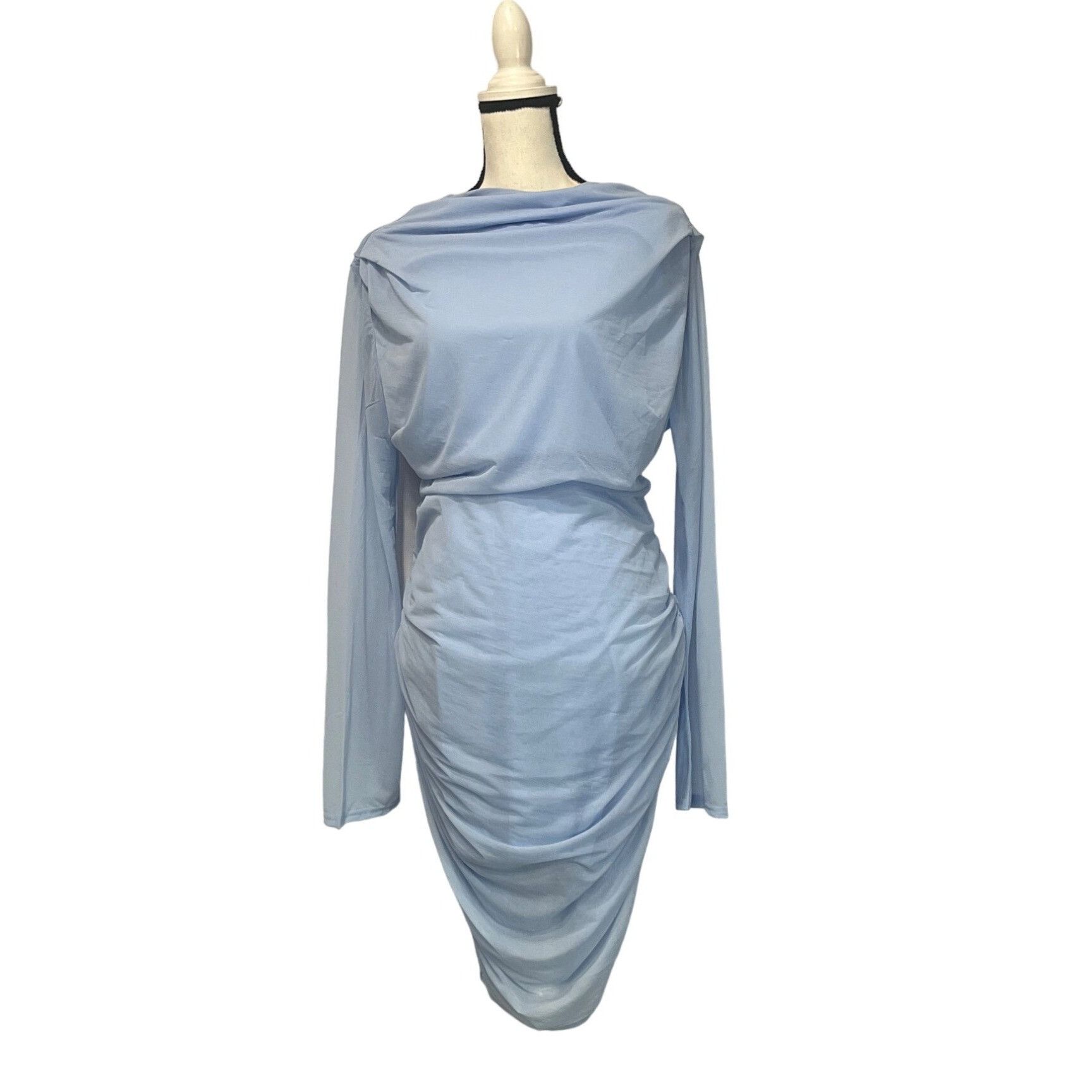 Other ASOS DESIGN high neck ruched mesh mini dress in blue, Sz. 14 Size XL / US 12-14 / IT 48-50 - 5 Thumbnail