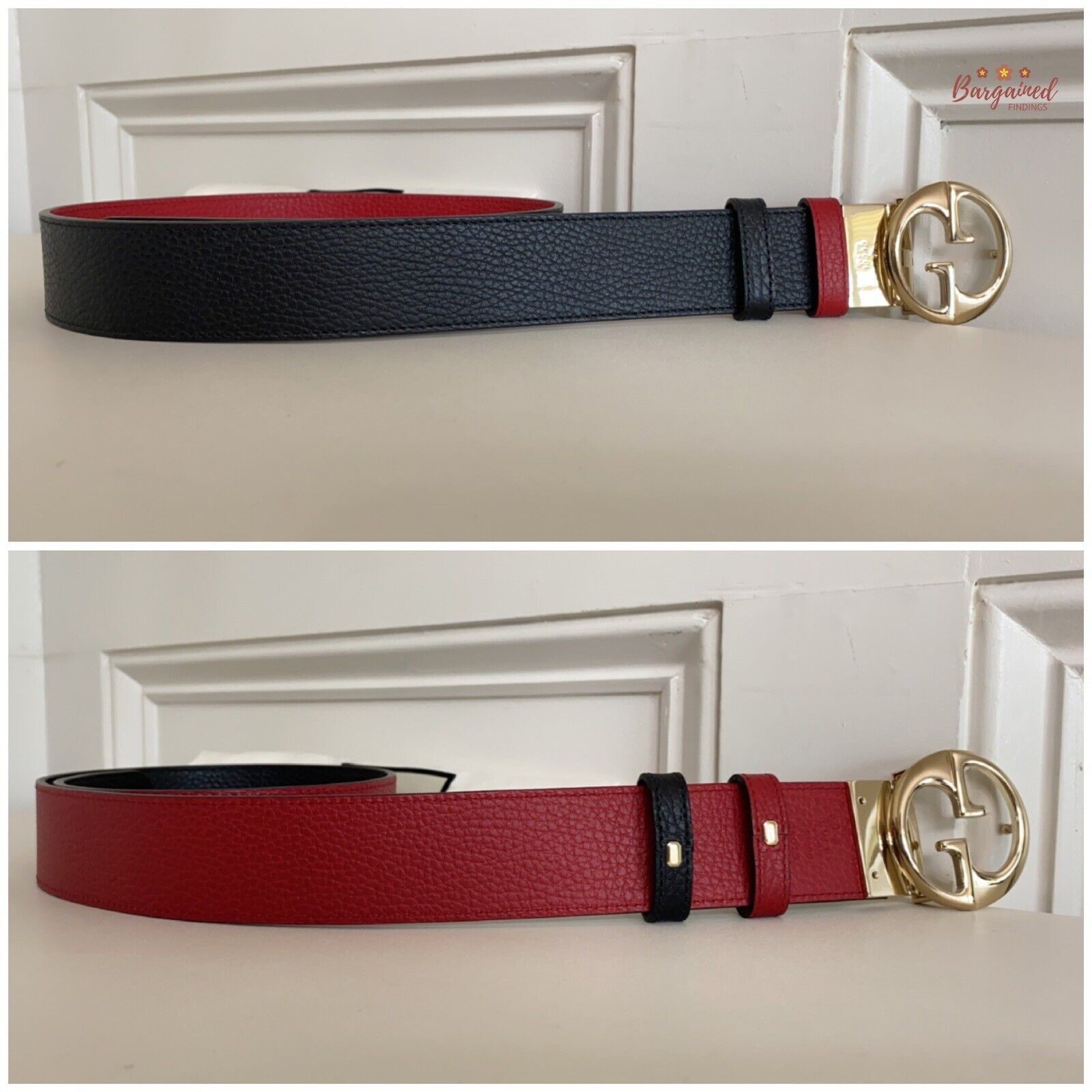 Gucci Gucci Black/Red Pebbled Calfskin 1973 Reversible Buckle Belt Size ONE SIZE - 10 Thumbnail