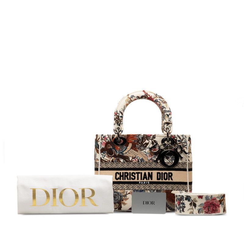 image of Dior Medium Jardin D'hiver Canvas Lady D-Lite Bag in White, Women's