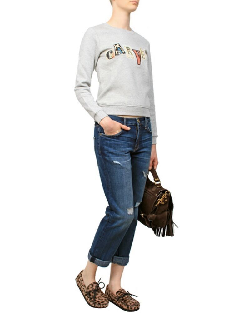 Carven Logo Cotton Sweatshirt Interlock Gray ( M )