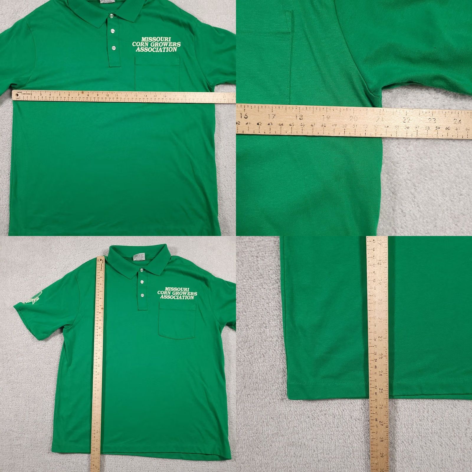 Vintage VINTAGE Polo Shirt Mens L Green Missouri Corn Growers Century Place Polo Shirt Rugby Shirt 1980s Short Sleeve Cotton Size US L / EU 52-54 / 3 - 8 Thumbnail