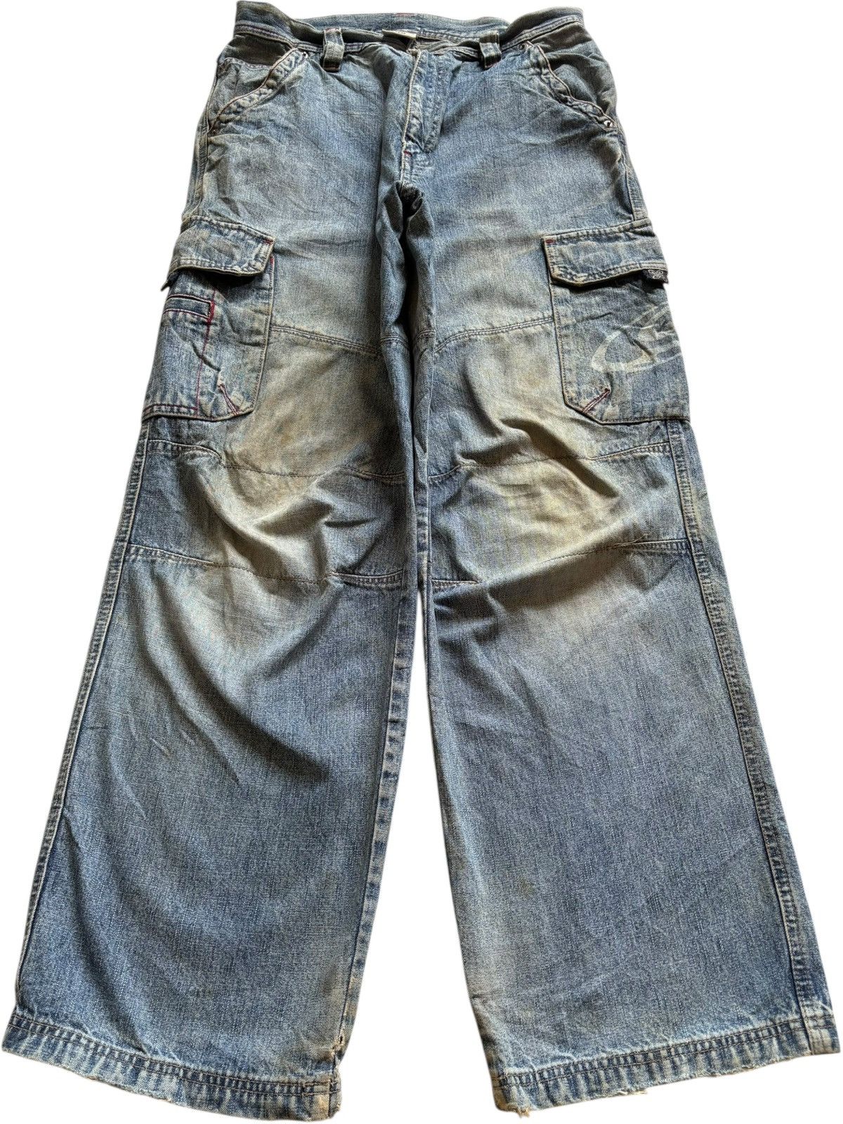 Japanese Brand Vintage Piko Cargo Mud Wash Baggy Wideleg Jeans Size US 30 / EU 46 - 1 Thumbnail