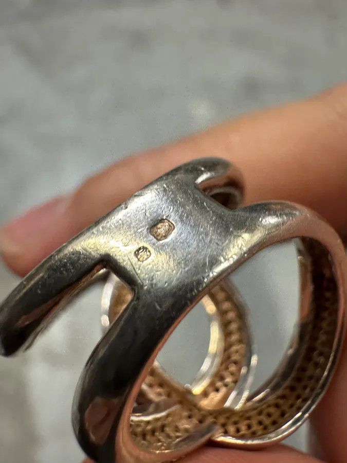 Designer × Roberto Cavalli × Vintage 2000s Snake Circle Silver 925 Ring Size ONE SIZE - 6 Thumbnail