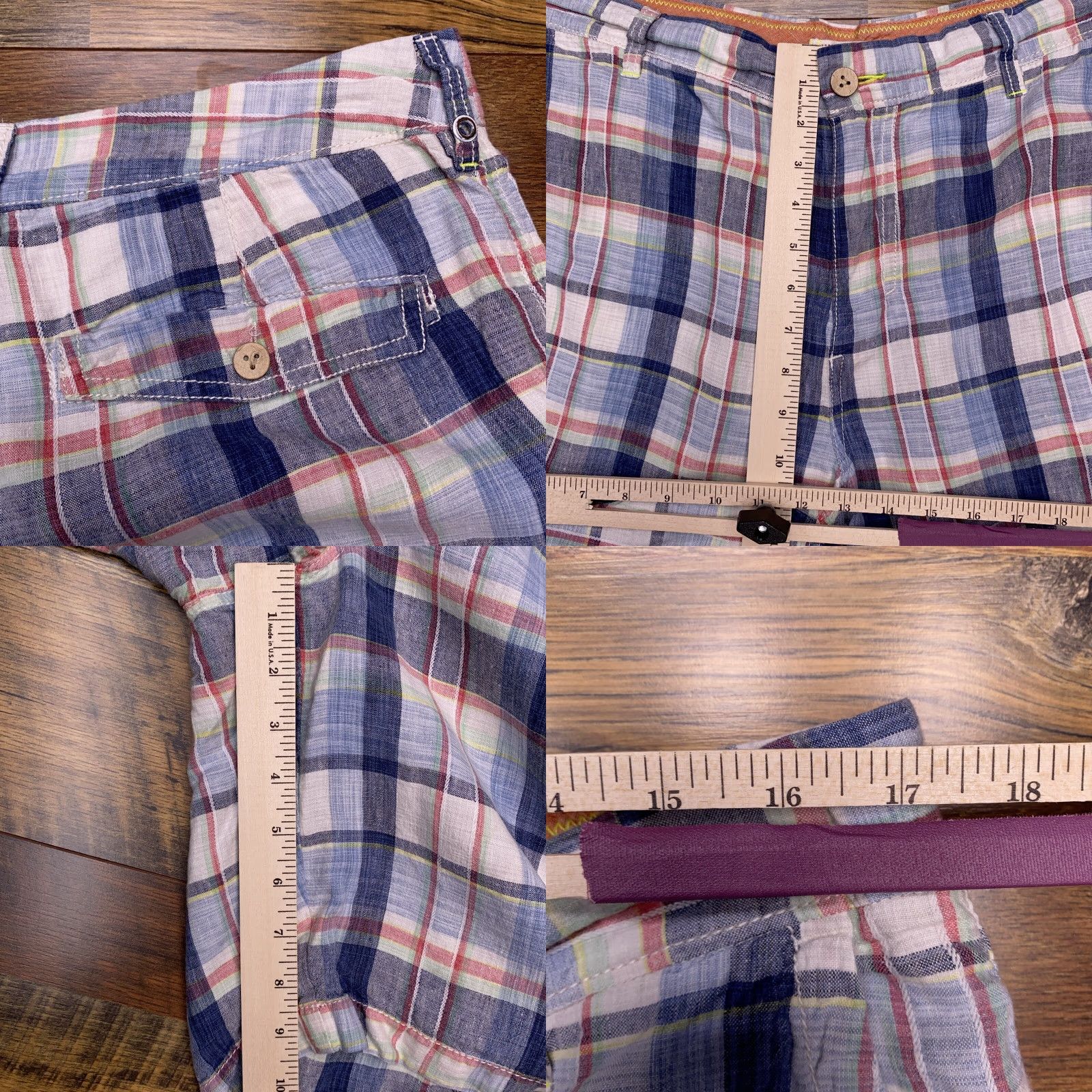 Tommy Bahama Tommy Bahama Shorts Mens Adult 35 Linen Plaid Flat Front Beach Tropical Casual Breathable Lightweight Belt Loops Pockets Size US 35 - 8 Thumbnail