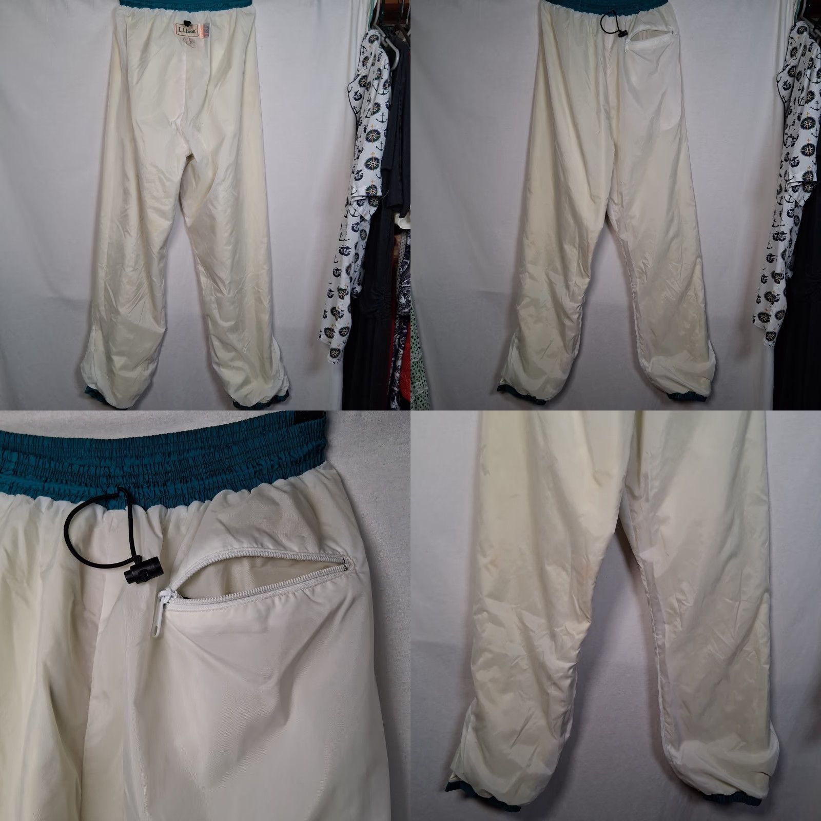 Vintage VINTAGE L.L. Bean Rain Pants Men M Tall Teal Nylon Softshell Lined 32" Inseam Jogger with Zip Cuff Weather Gear Gore Tex Rain Pants Mens 1990s Size US 31 - 8 Thumbnail