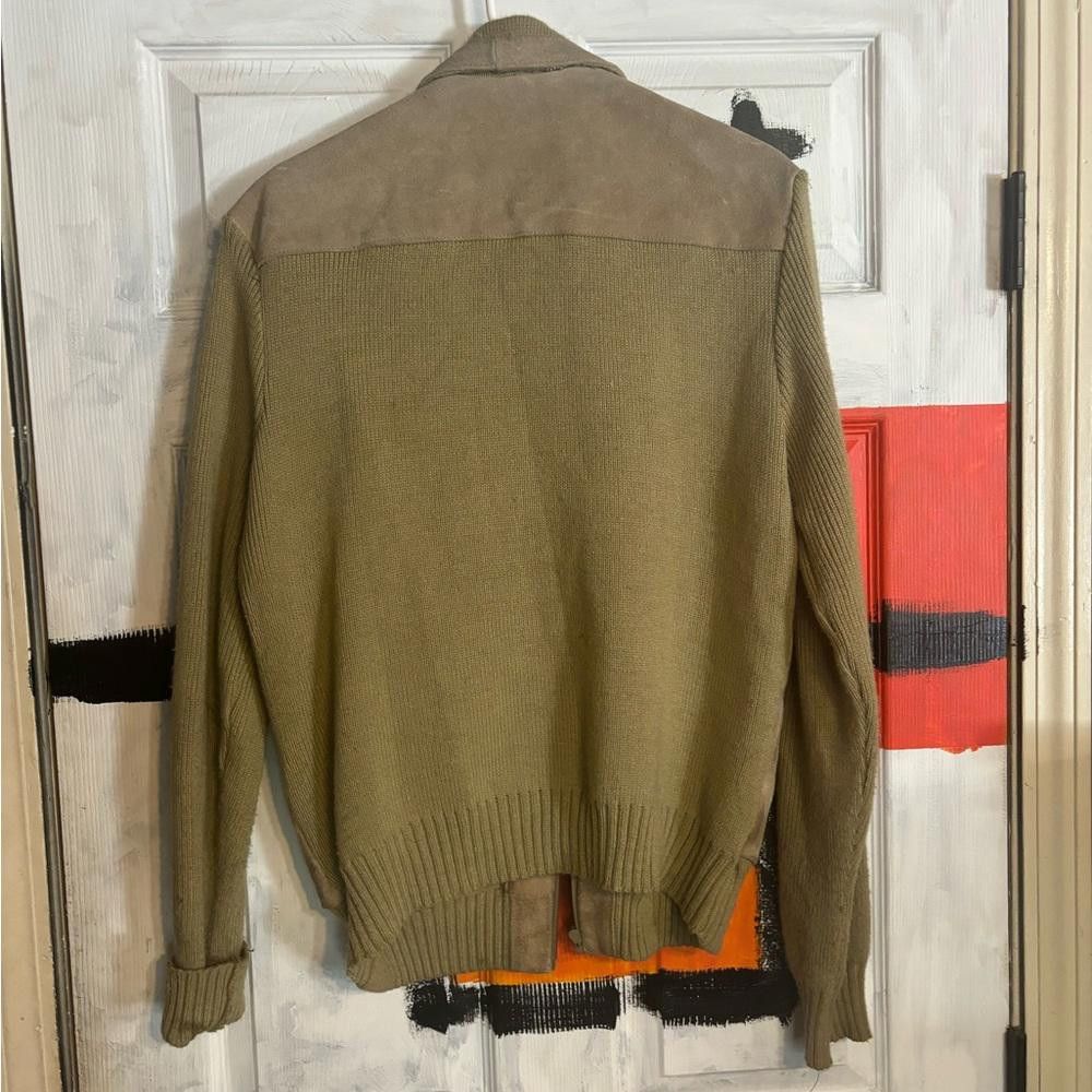 Designer Alvin Josef X-Large beige cream sweater suede zip up jacket Size US XL / EU 56 / 4 - 5 Thumbnail
