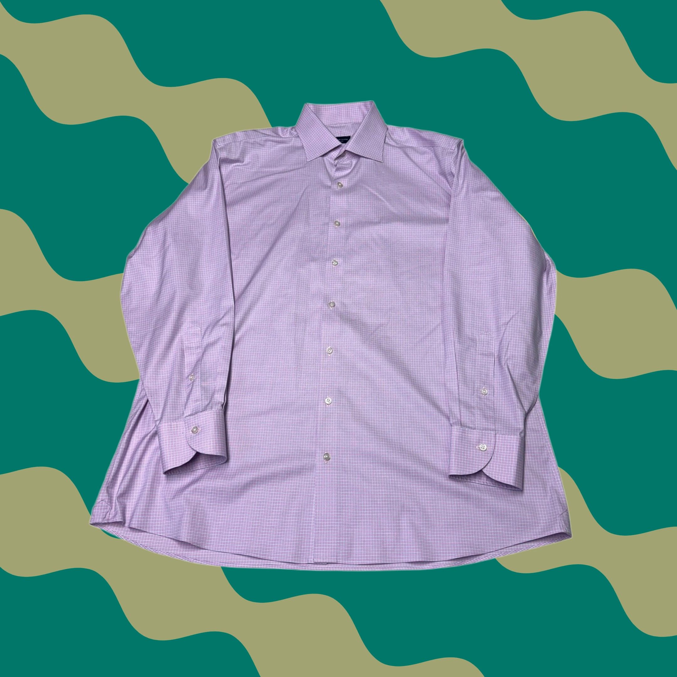 Proper Cloth Proper Cloth Mens Pink Multi Grid Twill Non-Iron Stretch Dress Shirt 17 35 XL Size 46R - 1 Thumbnail
