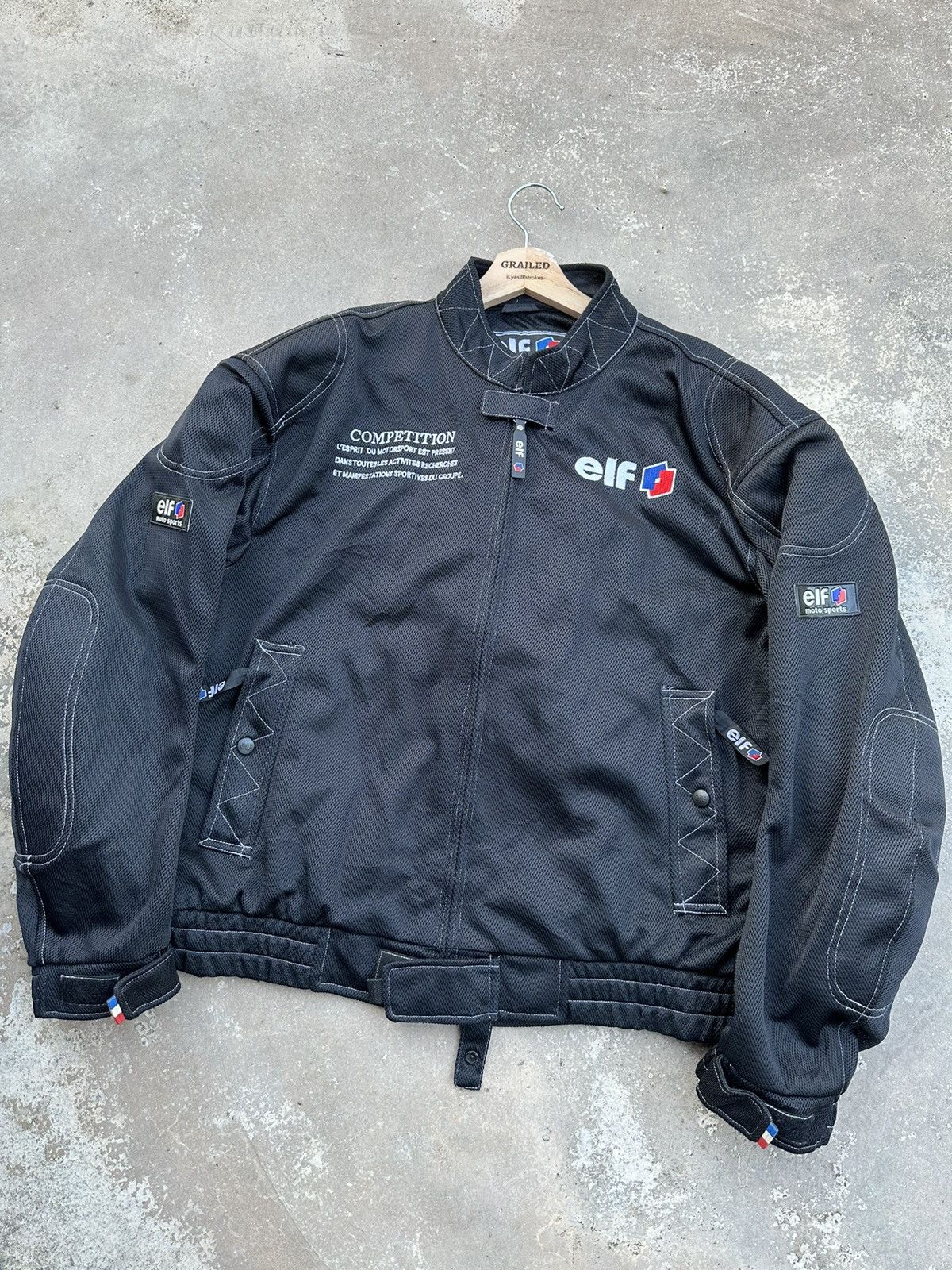 image of Elf Racing Biker Jacket in Black, Men's (Size Large)