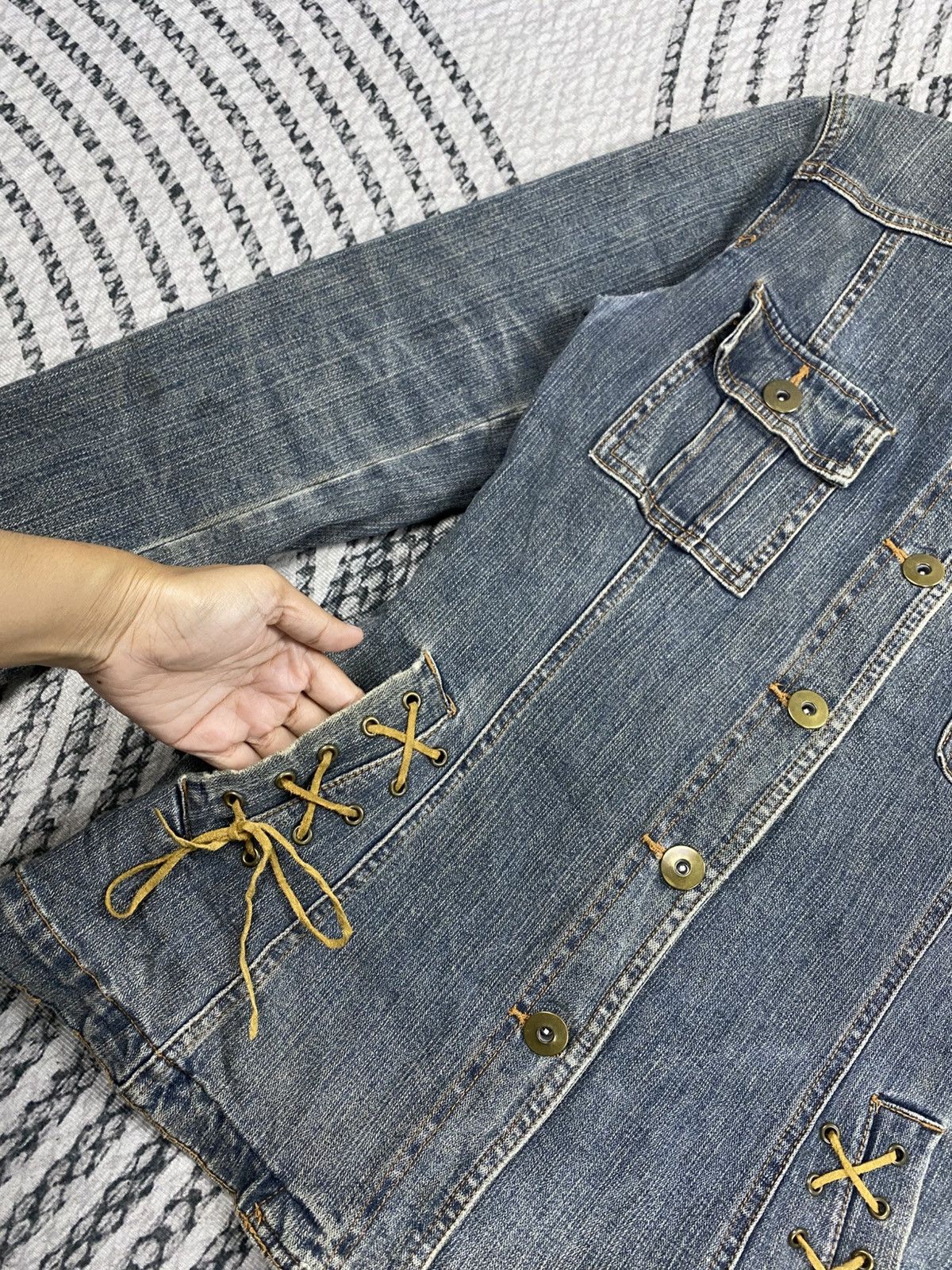 If Six Was Nine Vintage Japanese Brand Lace-Up Dedim Bodage Jacket Size S / US 4 / IT 40 - 6 Thumbnail