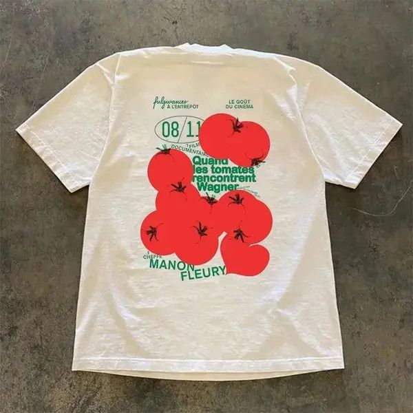 VIBE Kirari x Ayako Tomato print washed vintage cotton tee Size US L / EU 52-54 / 3 - 3 Thumbnail