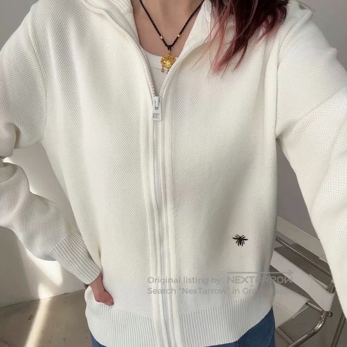 Dior Dior White Sailor Collar Logo Knit Jacket. Size S / US 4 / IT 40 - 8 Thumbnail