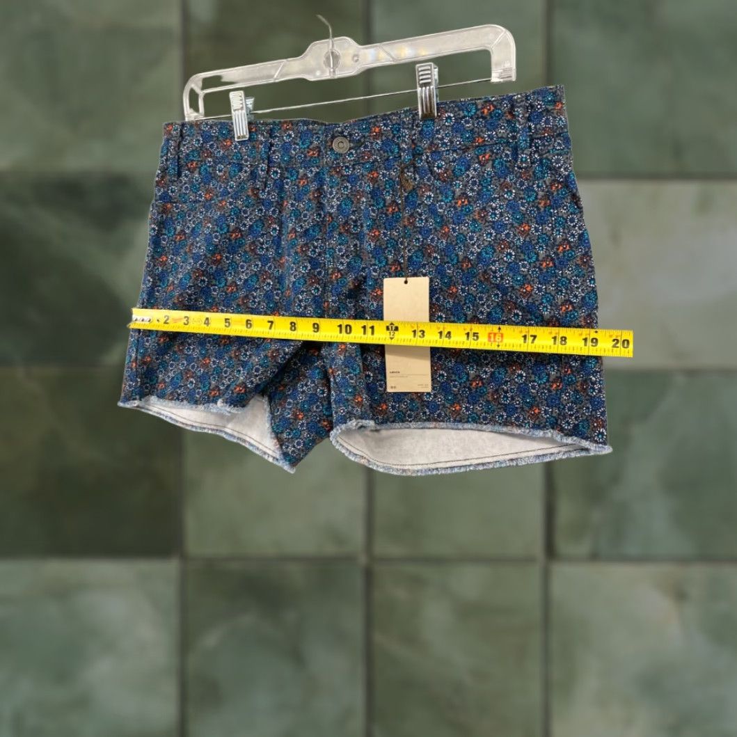 Levi's Levis Womens Blue Floral Shorts 12 Raw Hem Stretch NWT Size 34" / US 12 / IT 48 - 3 Thumbnail