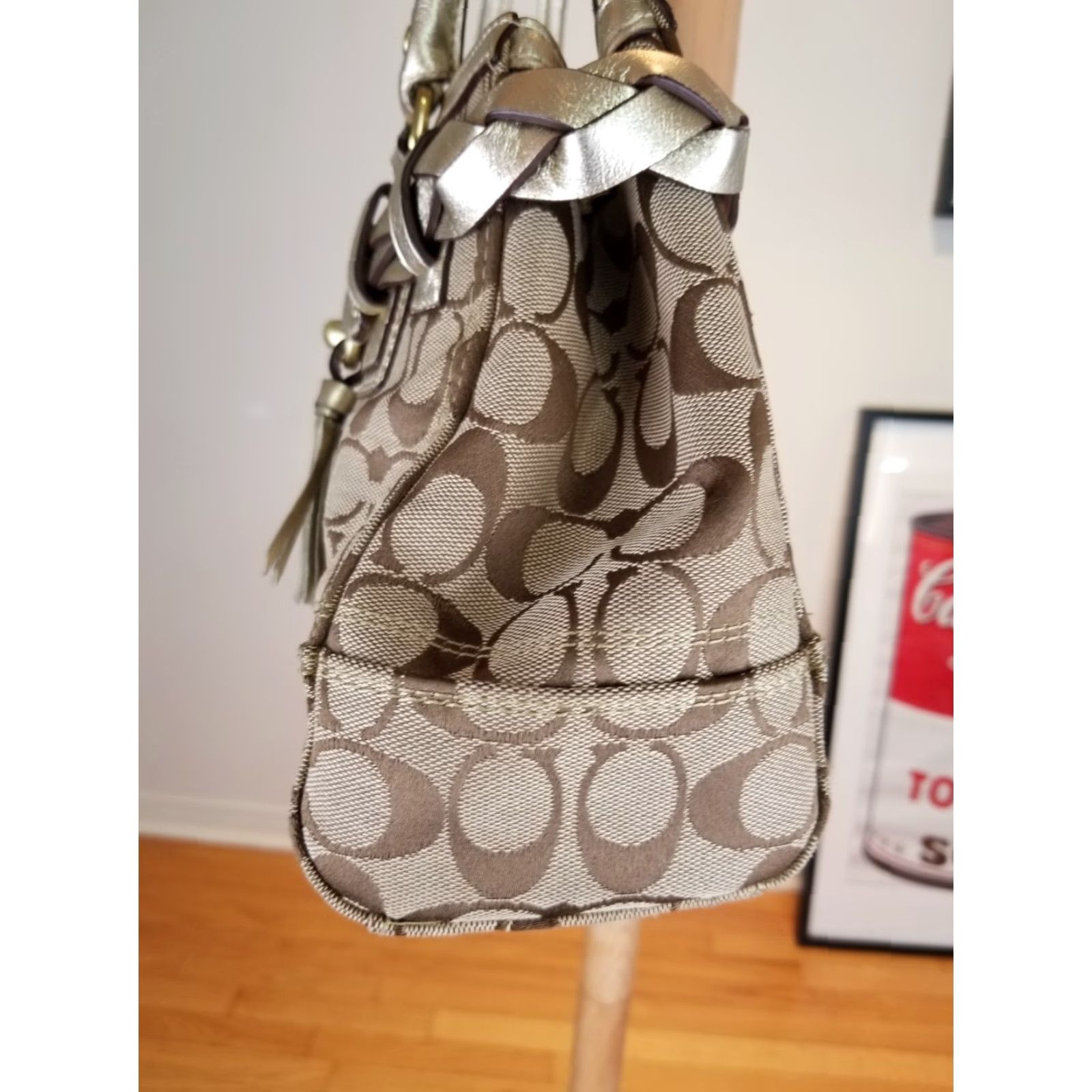 Coach VINTAGE COACH CANVAS/LEATHER SHOULDER HAND BAG SZ 11'X8'X3' F13065 Size ONE SIZE - 6 Thumbnail