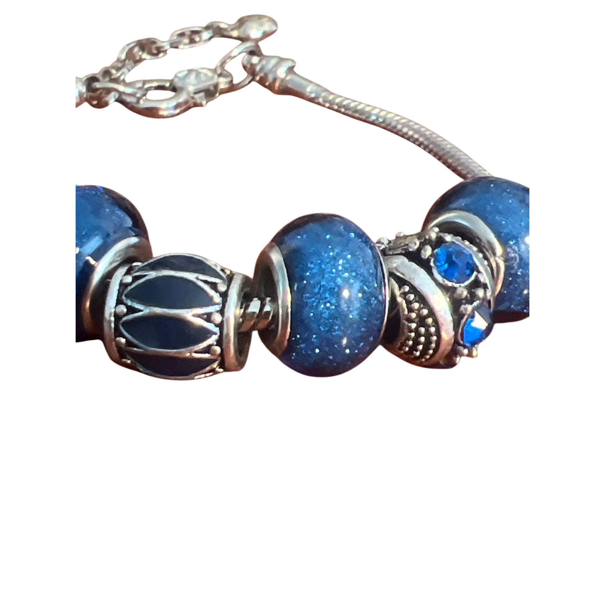 Other Khloelle Charm Bracelet Silver Tone Blue Glitter Add Bead Ad Size ONE SIZE - 2 Thumbnail