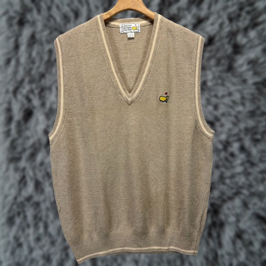 Vintage VINTAGE Slazenger Resort Linen Blend Vest Mens XL Beige Tan Embroidered Golf Knitted Sleeveless V-Neck Size US XL / EU 56 / 4 - 1 Thumbnail