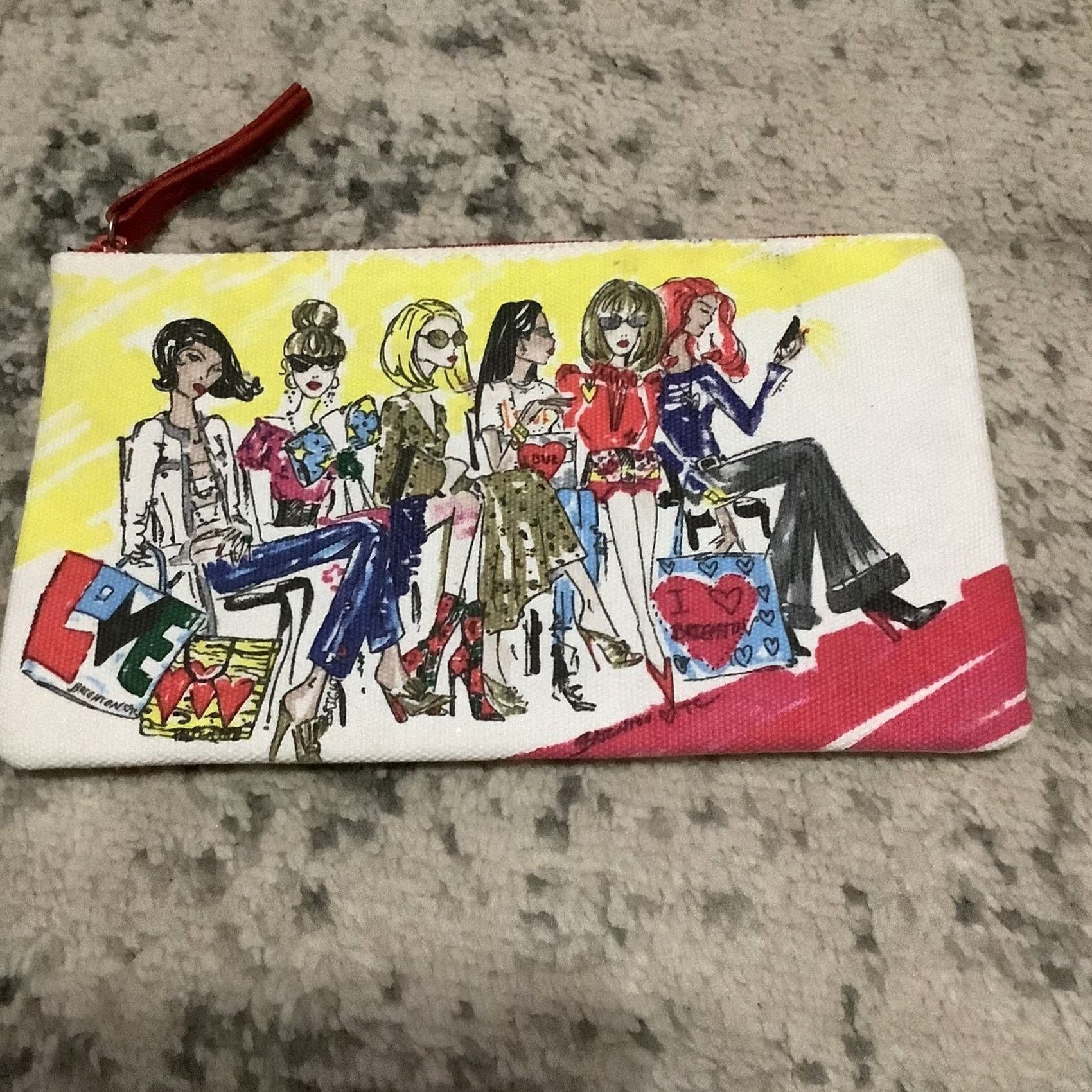 Brighton Brighton Heart Fashionistas Love From Brighton Canvas Zip Pouch Makeup Bag 2018 Small Travel Clutch Women Size ONE SIZE - 2 Thumbnail