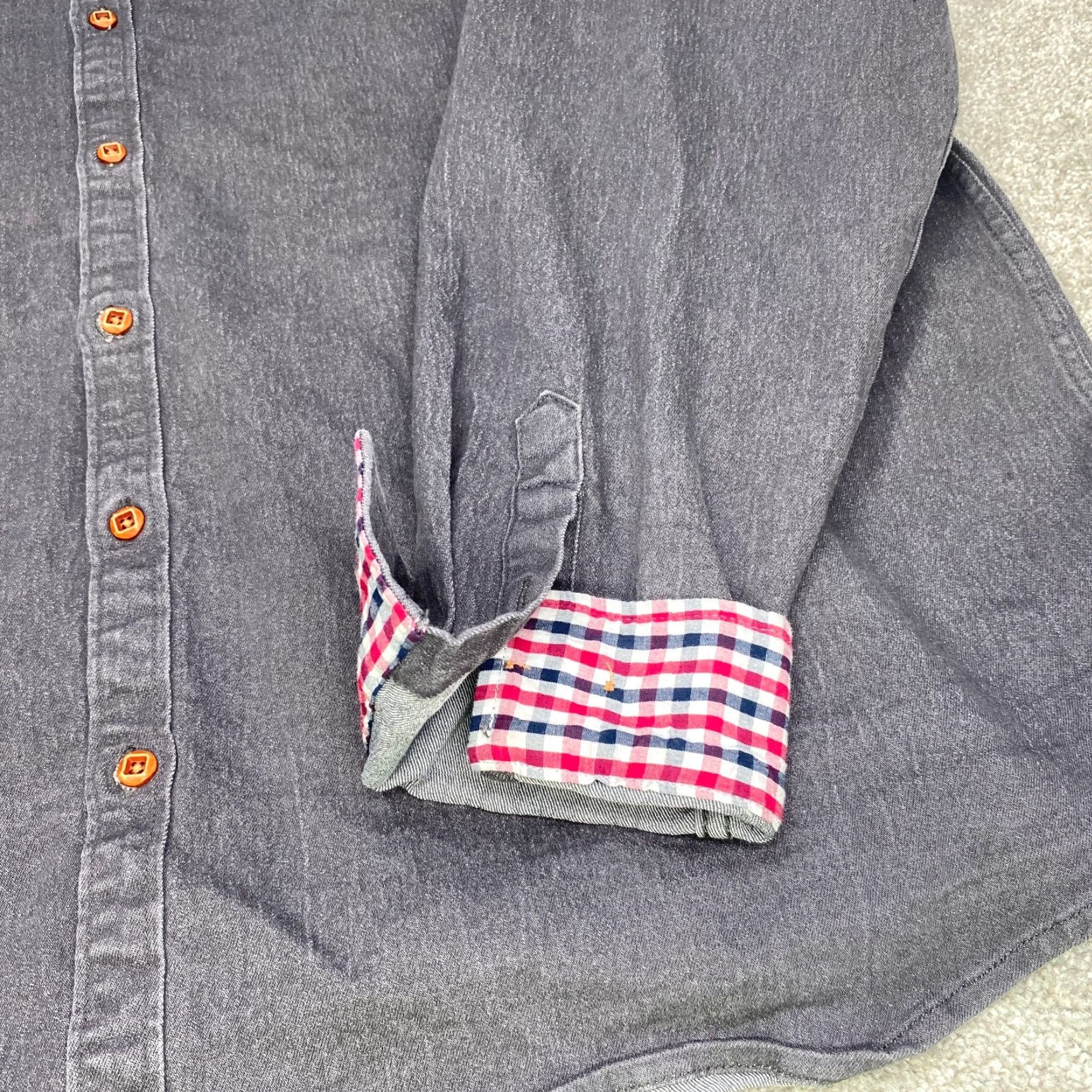 Denime Coofandy Shirt Mens 4XL Gray Denim Long Sleeve Button-Up Shirt Adult 4XL Gray Denim Long Sleeve Button-Up 6960 Size US XXL / EU 58 / 5 - 7 Thumbnail