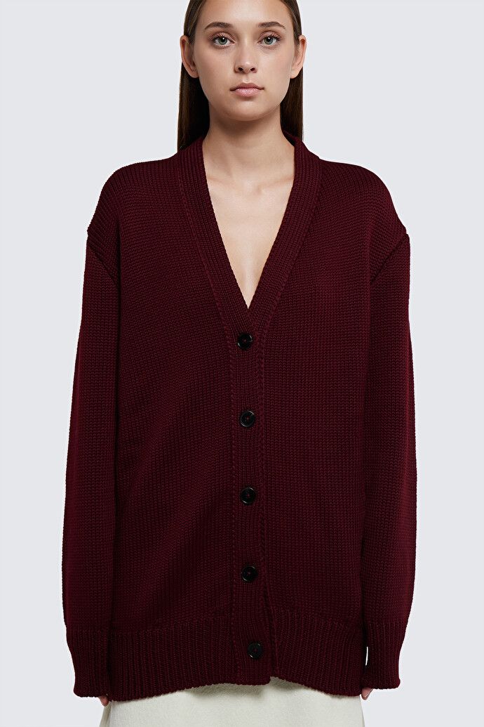 Jil Sander o1y1025 Cardigan in Burgundy Size XS / US 0-2 / IT 36-38 - 1 Thumbnail