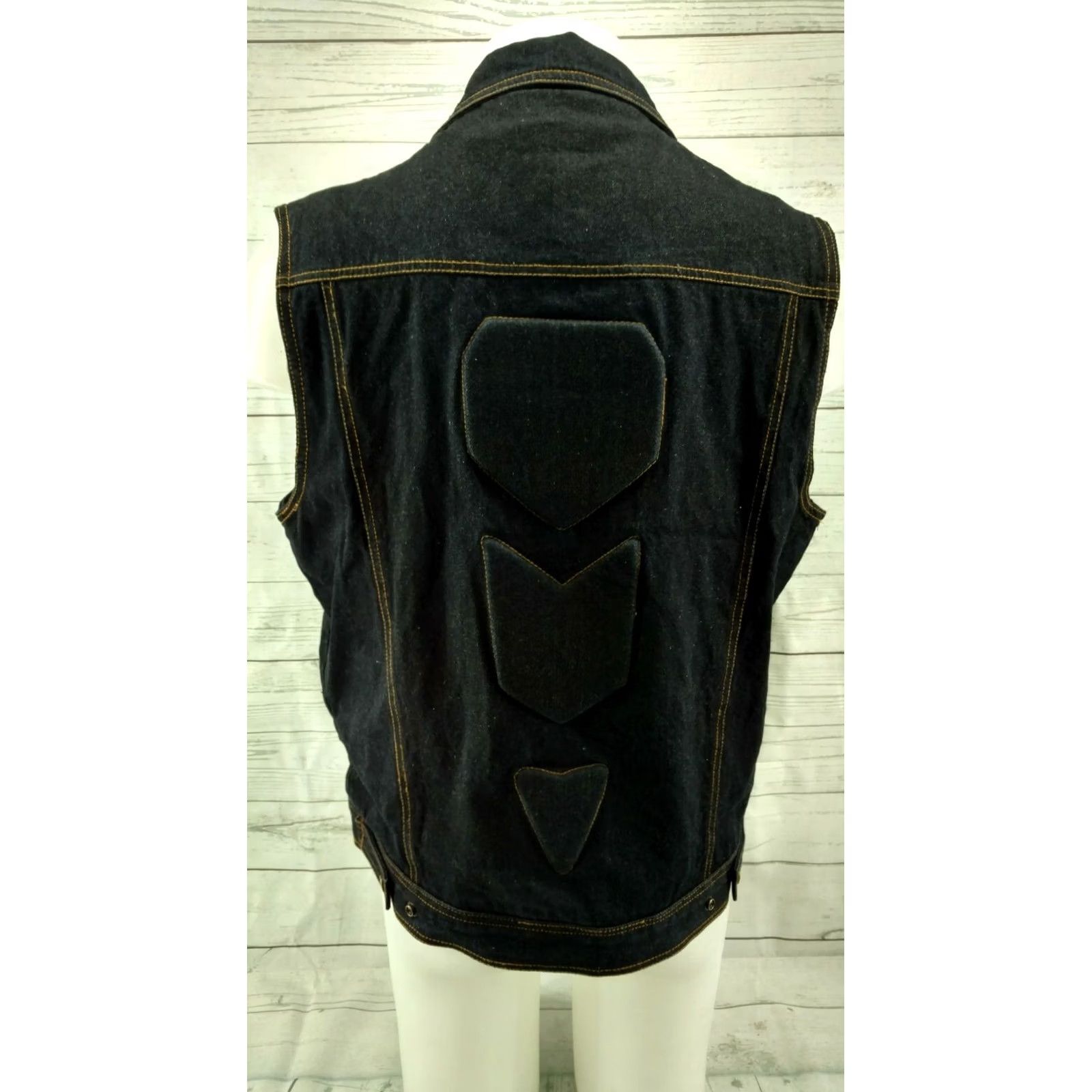 Element Xelement Armor Padded Motorcycle Vest Denim Jacket XL Black, Men, Vintage? (No) Shirt? Size US 36 / EU 52 - 6 Thumbnail