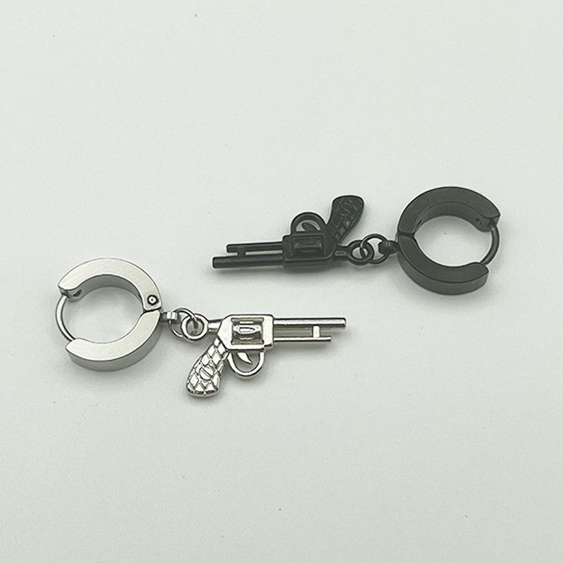 Jewelry × Sterling Silver Revolver One pairs Vintage Earrings Gothic Punk Jewelry Size ONE SIZE - 3 Thumbnail