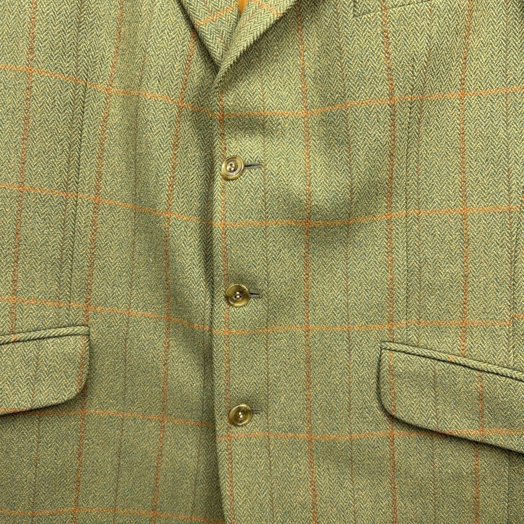 Vintage VINTAGE Blazer Sport Coat Wool Tweed Green Check Johnstons of Elgin 44 Mens Size 44R - 2 Thumbnail