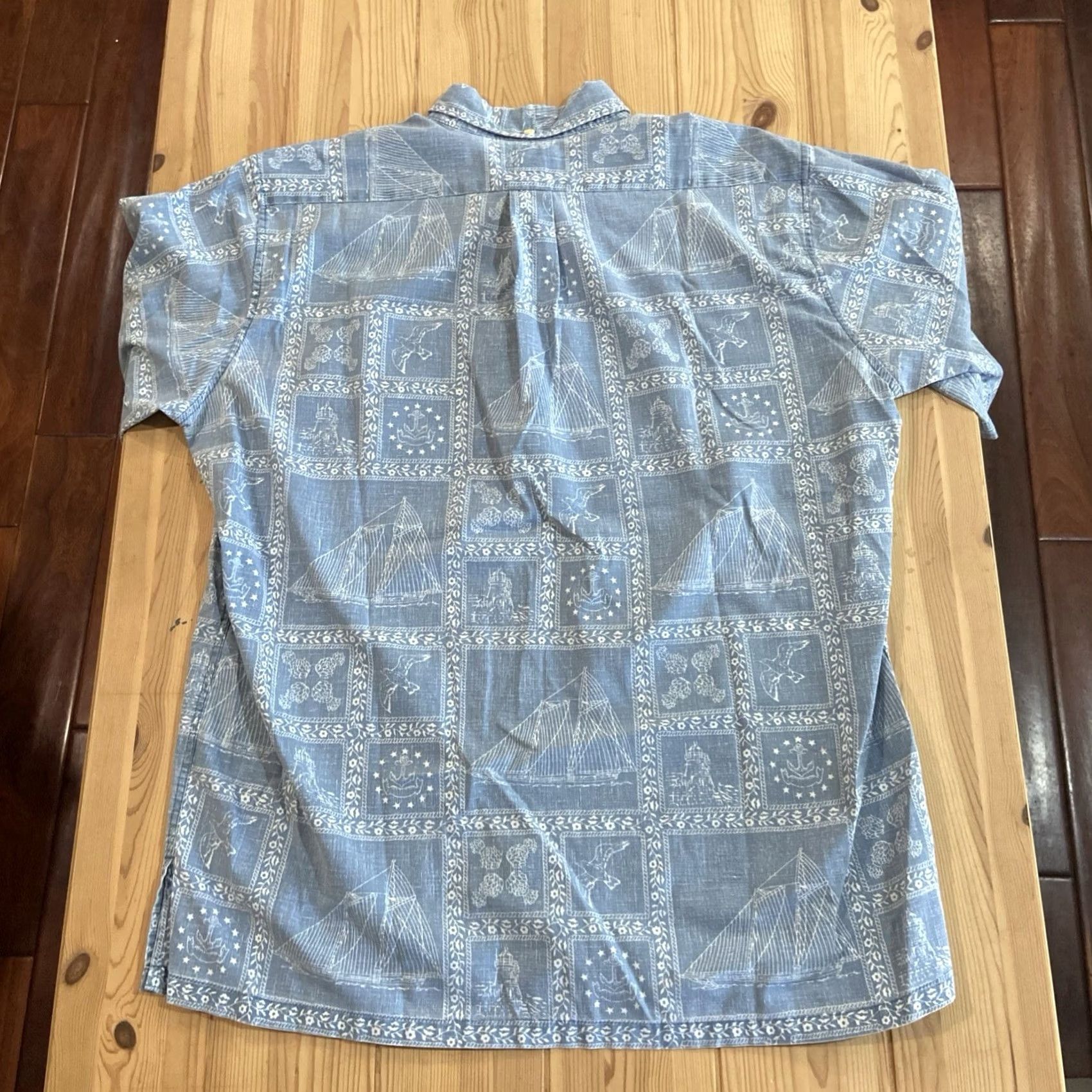 Reyn Spooner VINTAGE Reyn Spooner Hawaiian Sailor Popover Shirt L Blue Button-Up Short Sleeve Collared Men"} Size US L / EU 52-54 / 3 - 5 Thumbnail