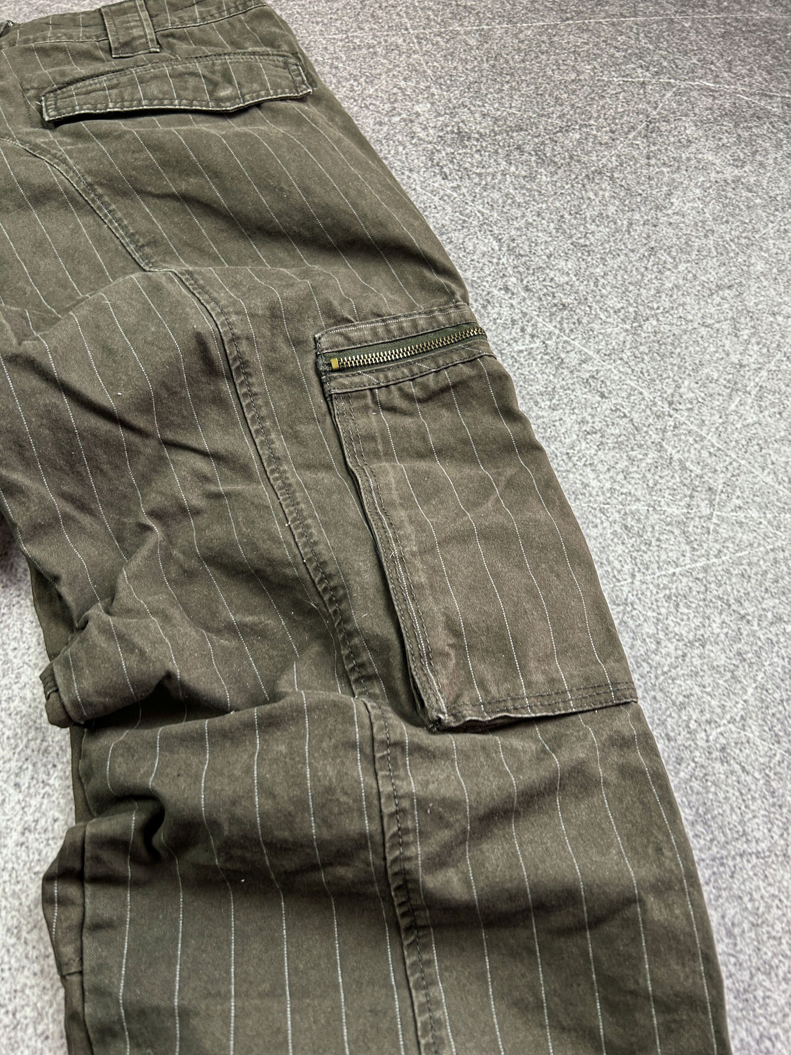 Japanese Brand Pinstripe Cargo Pants Utility Vintage Workwear Olive Size US 30 / EU 46 - 7 Thumbnail