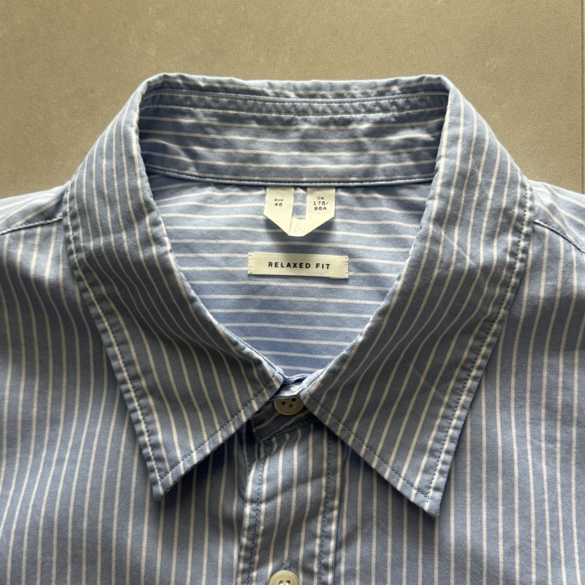 Arket Arket Relaxed Poplin Shirt Striped Blue 48 Size US M / EU 48-50 / 2 - 2 Thumbnail