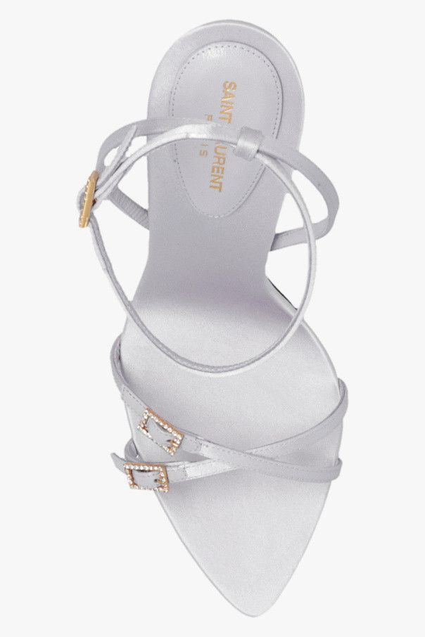 Saint Laurent Paris o1s1wg111024 Lila Sandals in Crepe Satin in Grey Size US 8.5 / IT 38.5 - 6 Thumbnail