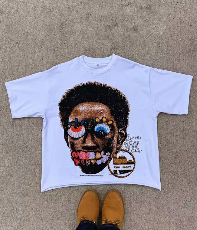 Designer × Vintage One heart white TEE Size US XXL / EU 58 / 5 - 1 Thumbnail