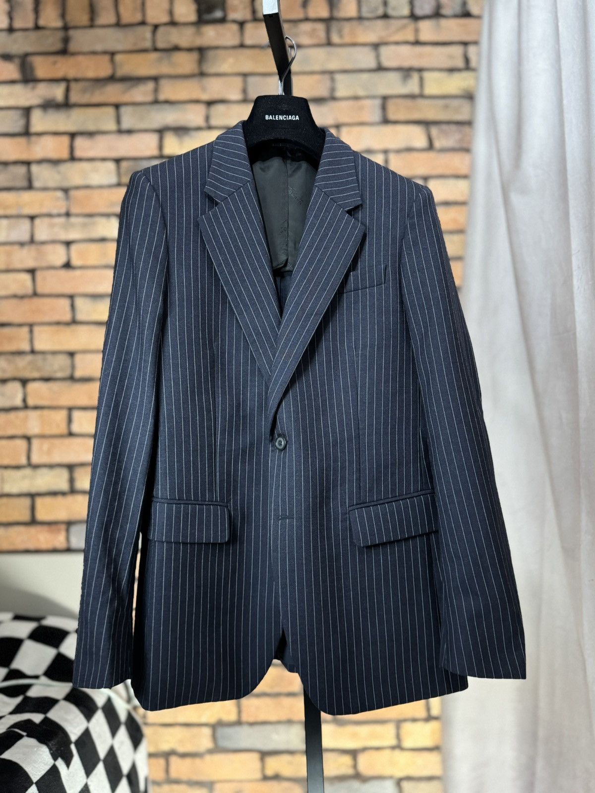 Maison Margiela PIN STRIPE BLUE DOUBLE VENT BLAZER SUIT JACKET Size 38R - 1 Thumbnail