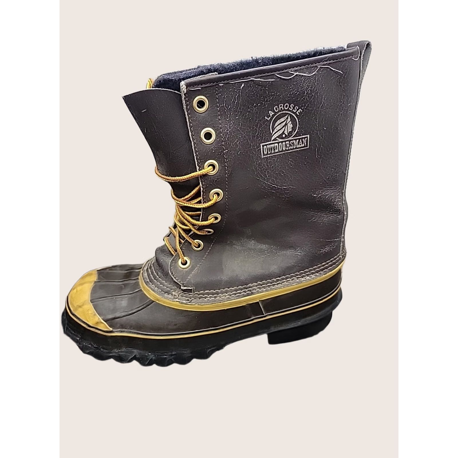 Vintage LaCrosse Outdoorsman Winter Wooly Steel Toe Insulated Safety Work Boots Mens 8 Brown Yellow Leather Rubber Mid-Calf Size US 8 / EU 41 - 1 Thumbnail