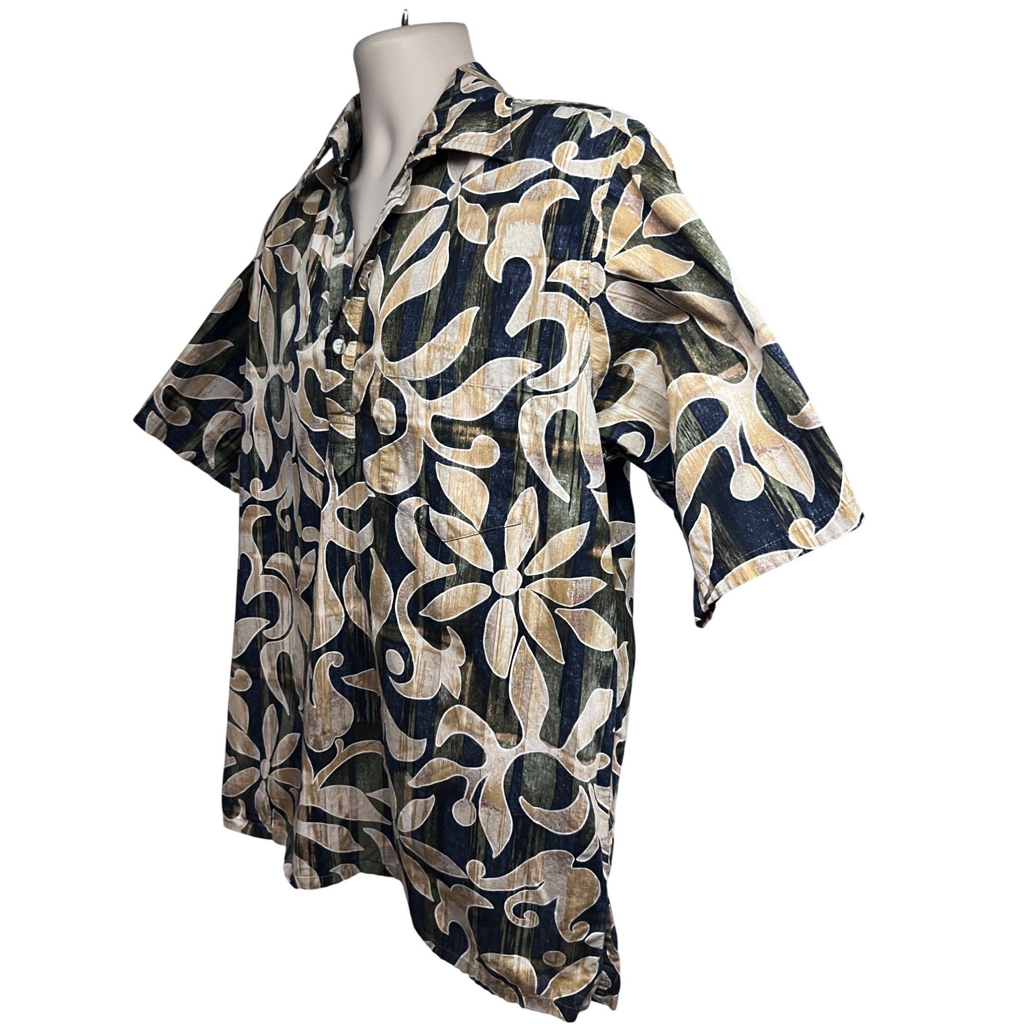 Vintage Go Barefoot Mens Vintage Reverse Floral Print Pullover Hawai Size US L / EU 52-54 / 3 - 3 Thumbnail