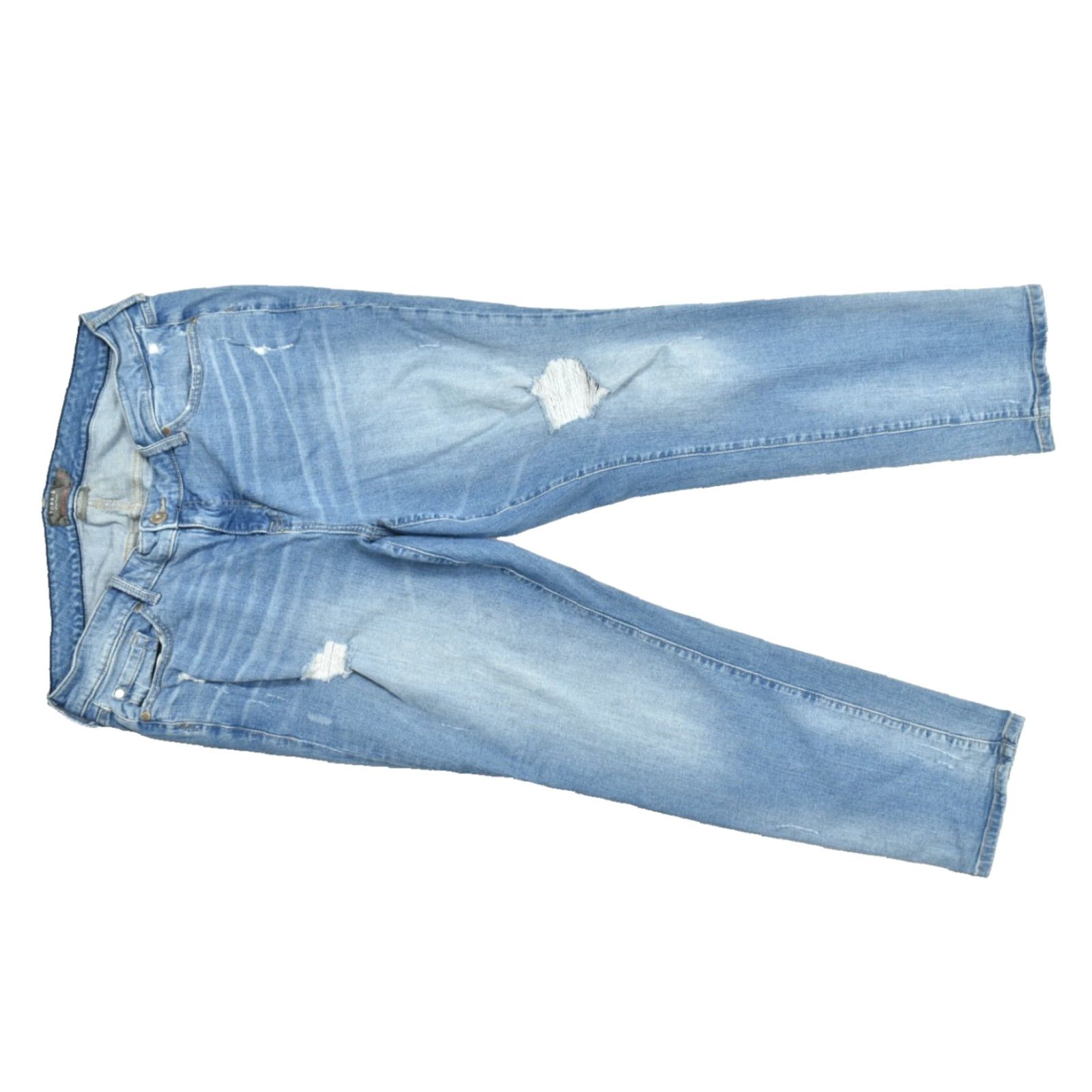Torrid Torrid Boyfriend Straight Jeans Size 16R Light Wash Distressed Denim Stretch 5-Pocket Zip Inseam 29 Blue Womens Jeans Size 38" / US 16 / IT 52 - 2 Thumbnail