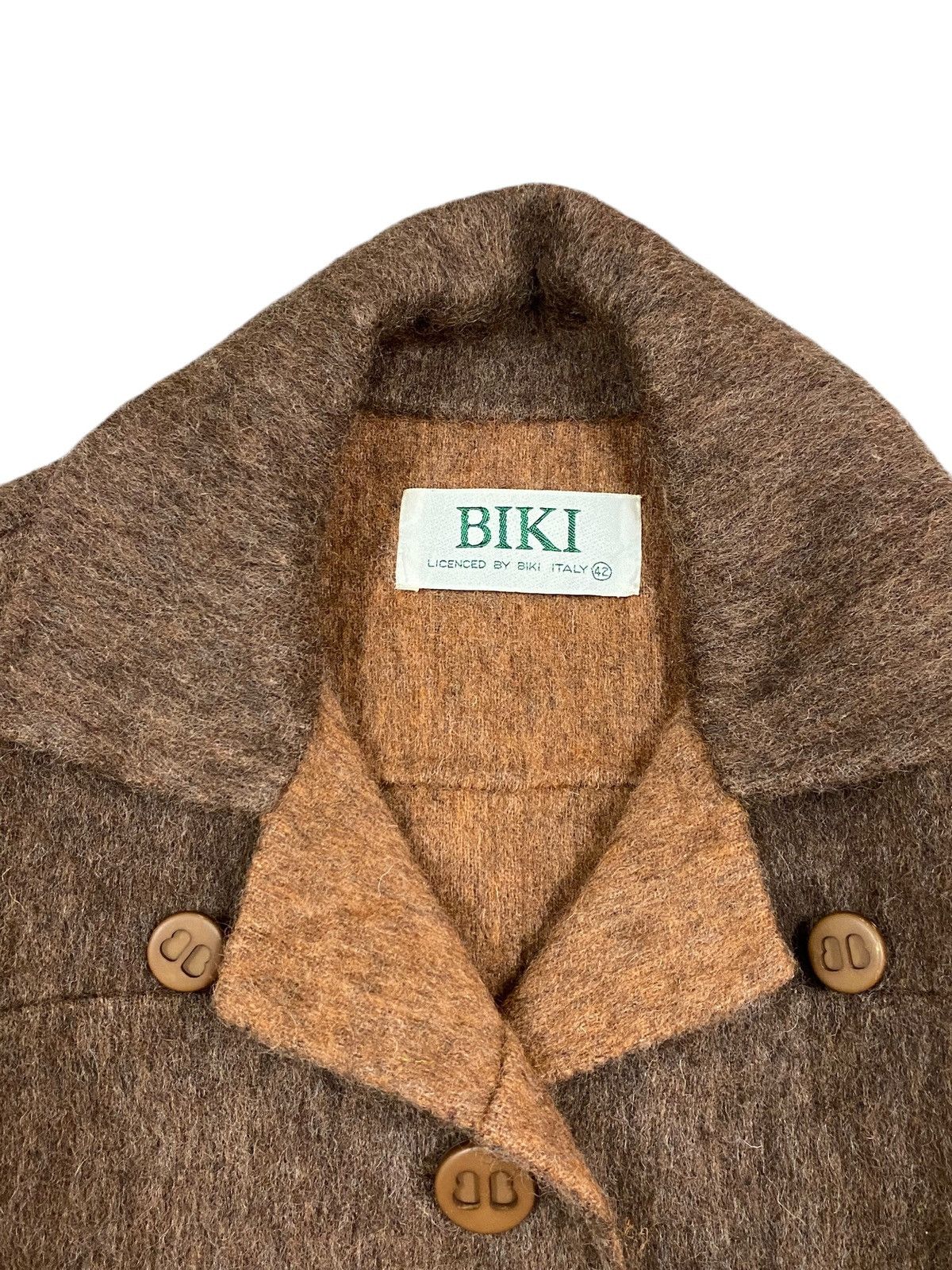 Vintage Vintage BIKI Italy Wool Blend Brown Long Coat Mohair Size M / US 6-8 / IT 42-44 - 8 Thumbnail