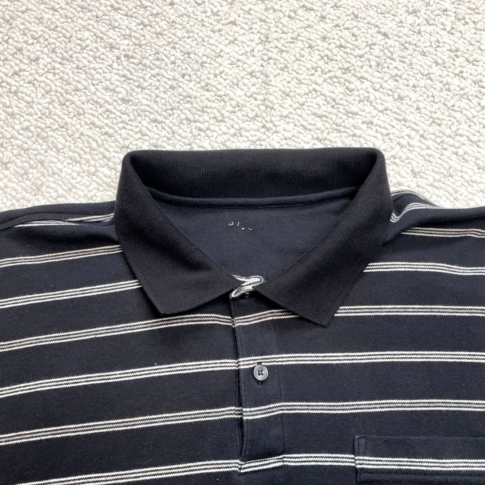Vintage Unbranded Polo Shirt Mens 2XL Black Striped Golf Cotton Pocket Top Size US XXL / EU 58 / 5 - 2 Thumbnail