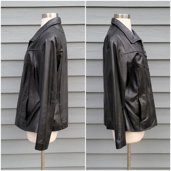 Vintage × Wilsons Leather Vintage 90s y2k Wilson's Black Leather Designer Luxury Bratz Size L / US 10 / IT 46 - 6 Thumbnail