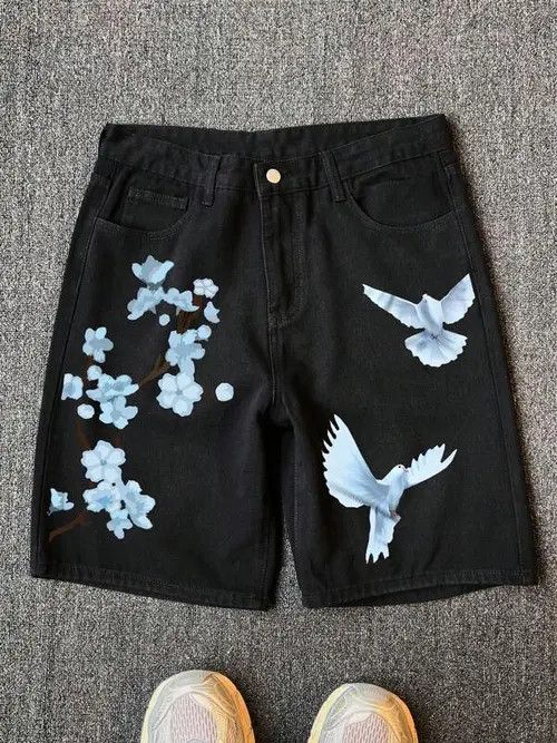Jean VINTAGE graphic Y2K DRIP denim shorts Size US 36 / EU 52 - 1 Thumbnail