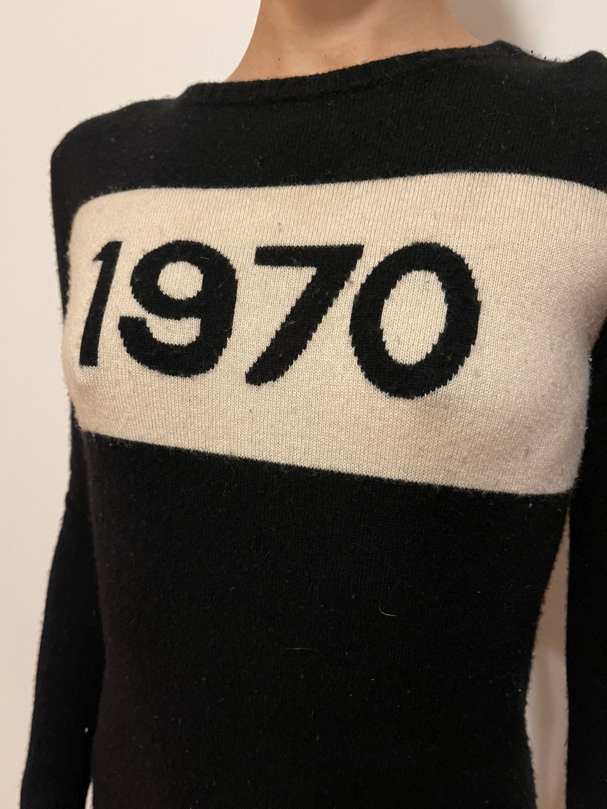 Bella Freud “1970” Wool Sweater Dress – Black/Cream/Size: S