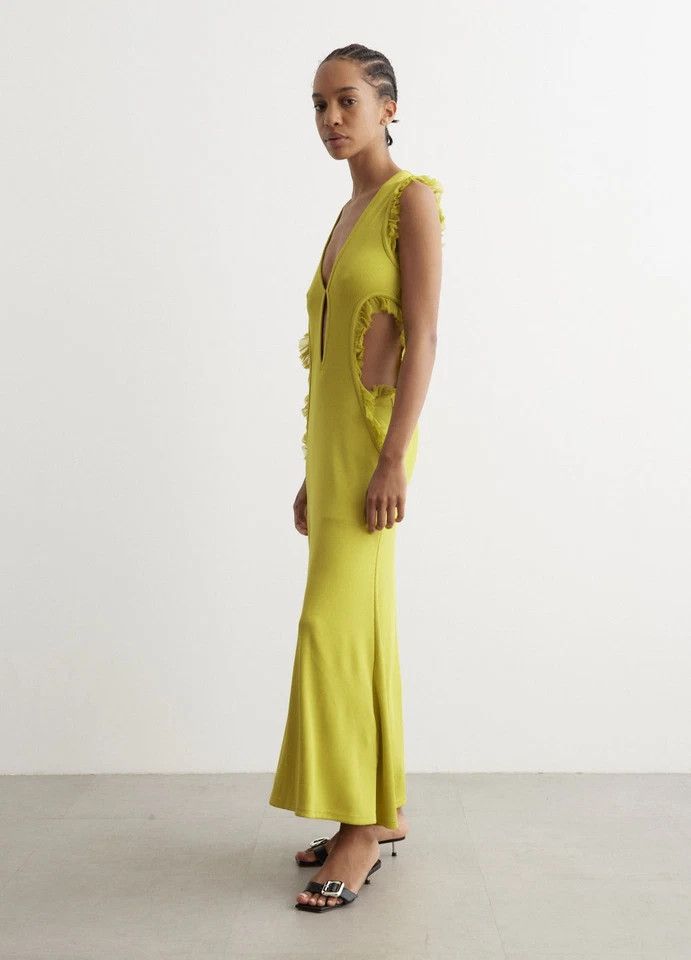Christopher Esber CHRISTOPHER ESBER CARINA PLUNGE DRESS LIMEADE Size: 10 Size S / US 4 / IT 40 - 4 Thumbnail