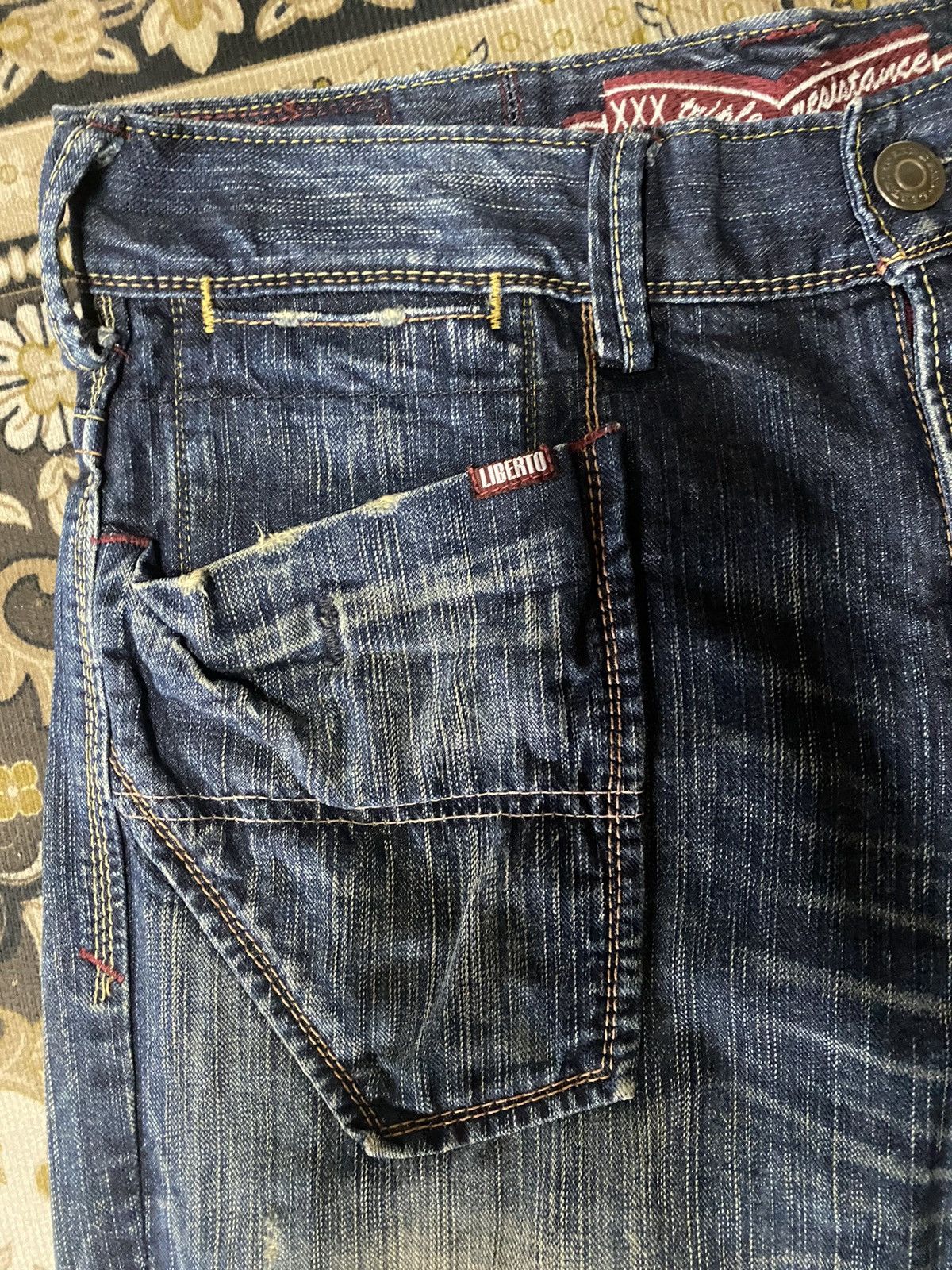 If Six Was Nine Japanese Brand Liberto Xxx Flare Distressed Denim Size US 33 - 7 Thumbnail
