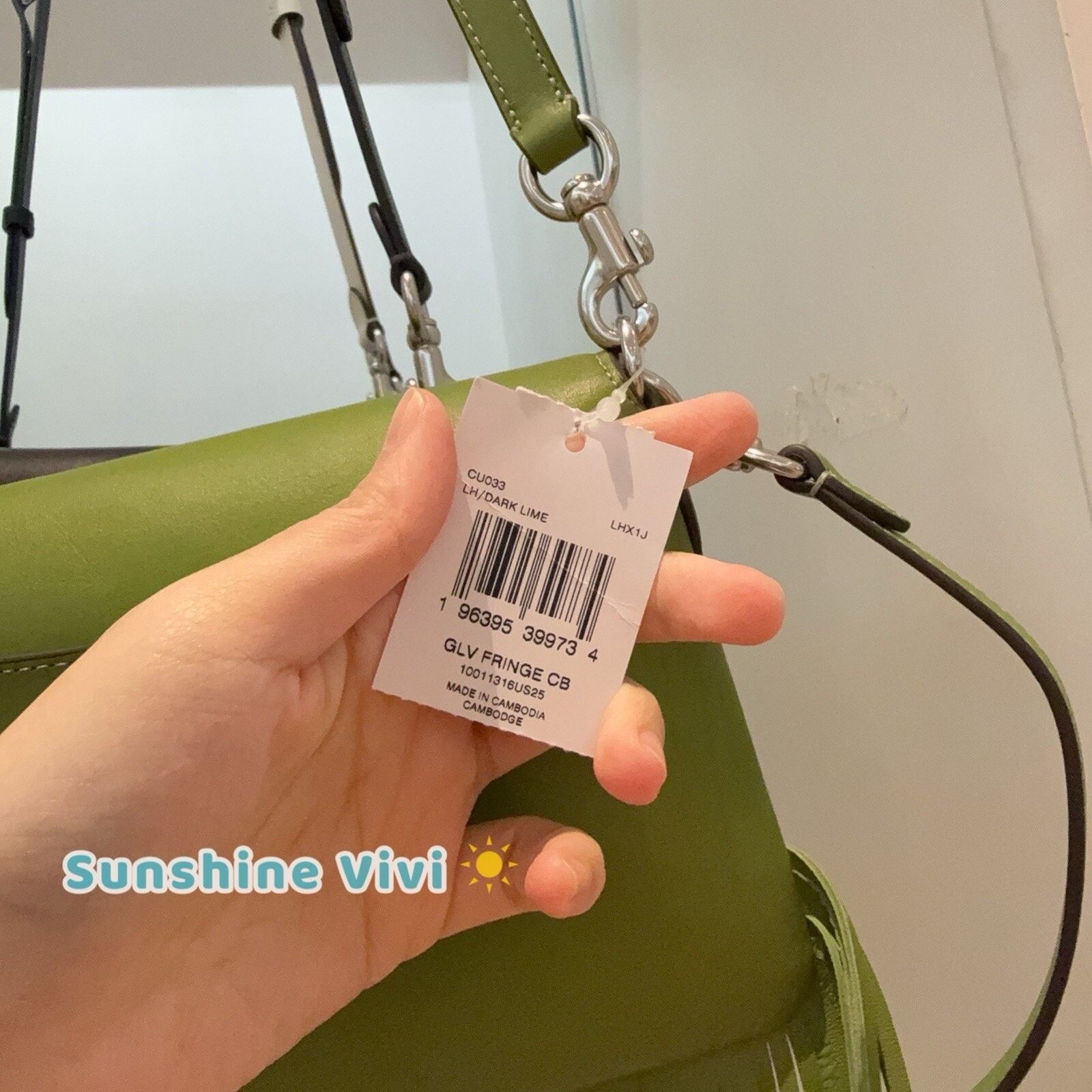 Coach NWT Coach 1964 Fringe Bag Dark Lime Leather CU033 Size ONE SIZE - 3 Thumbnail